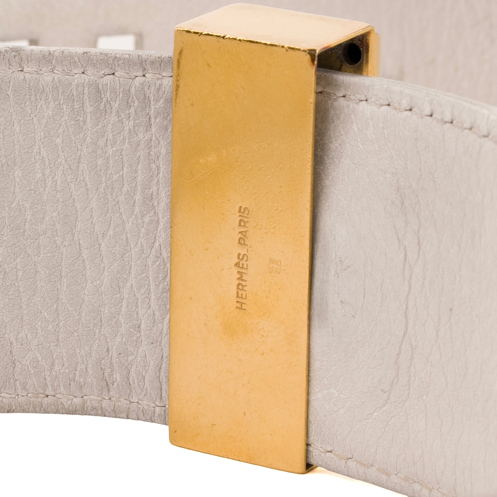 HERMÈS - Ceinture Collier de Chien Hermès en cuir blanc (T75)