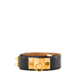 HERMÈS - Ceinture Collier de Chien Hermès en cuir box noir (T68)