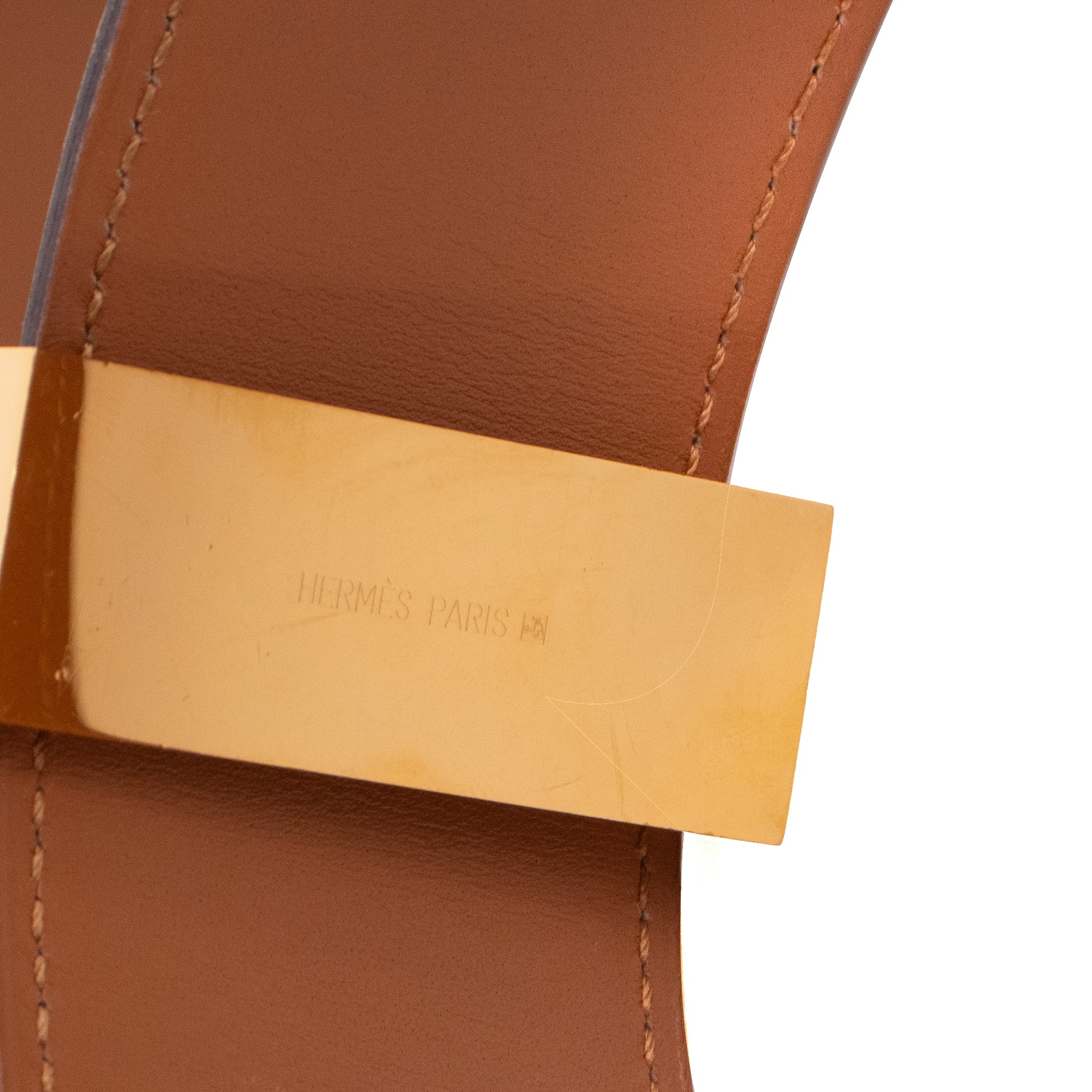 HERMÈS - Ceinture Collier de Chien Hermès en cuir lisse noir vintage (T90)