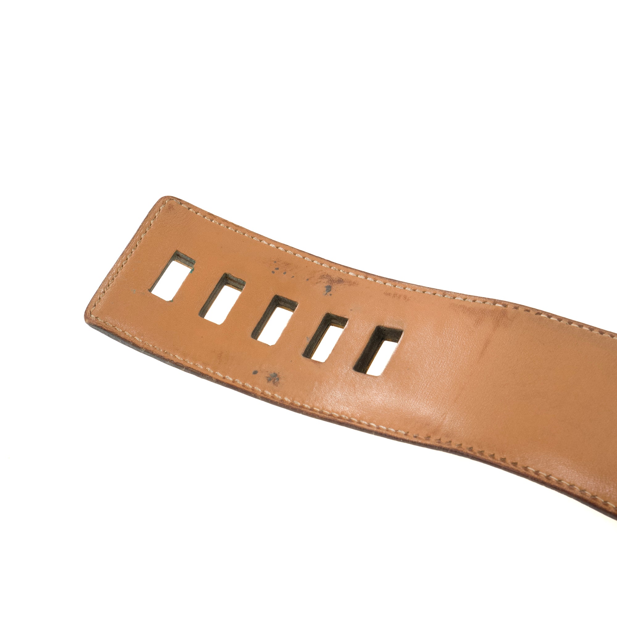 HERMÈS - Ceinture Collier de Chien Hermès en cuir marron (T70)