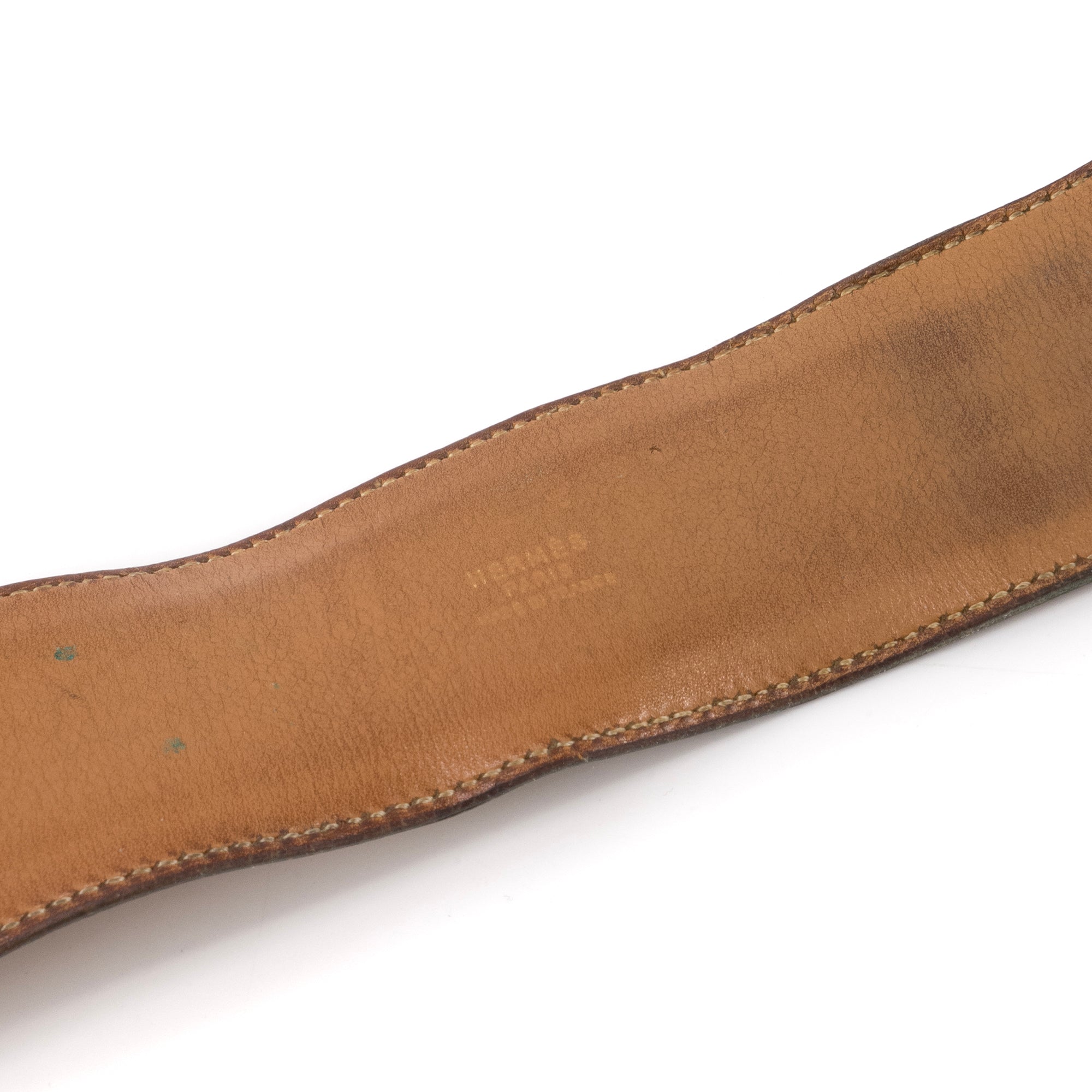 HERMÈS - Ceinture Collier de Chien Hermès en cuir marron (T70)