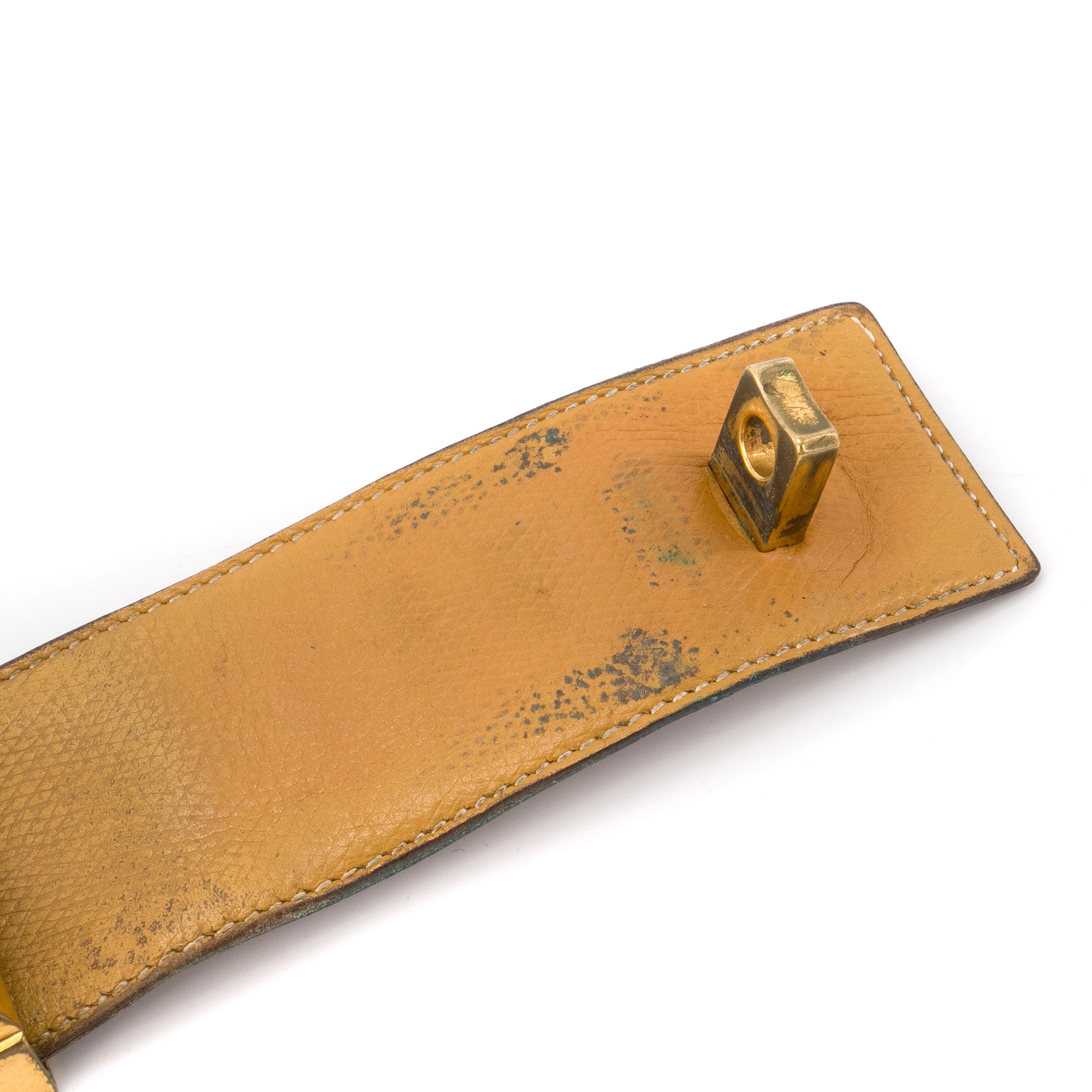 HERMÈS - Ceinture Collier de Chien Hermès en cuir marron (T70)