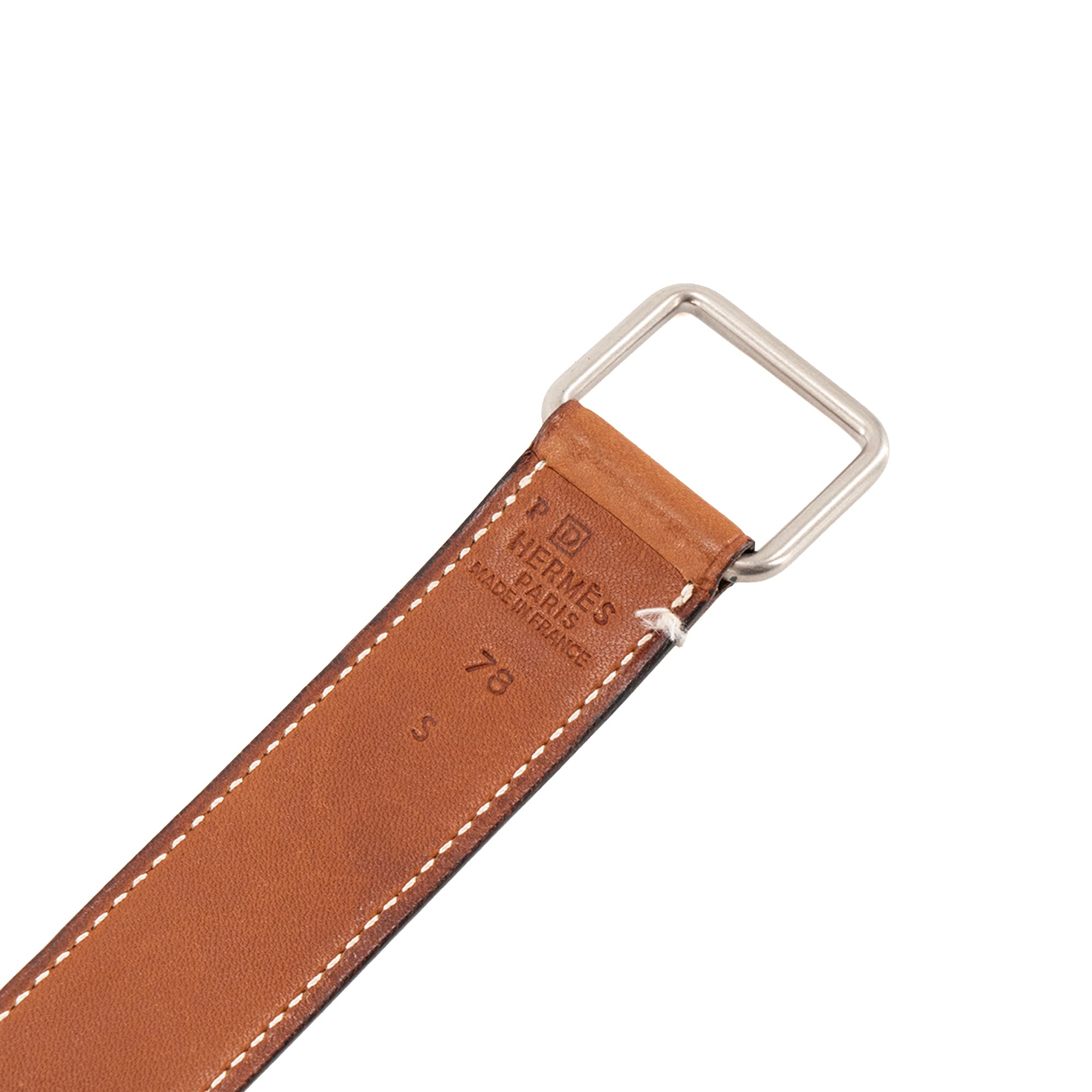 HERMÈS - Ceinture Etrivière Hermès en cuir barenia (T78)