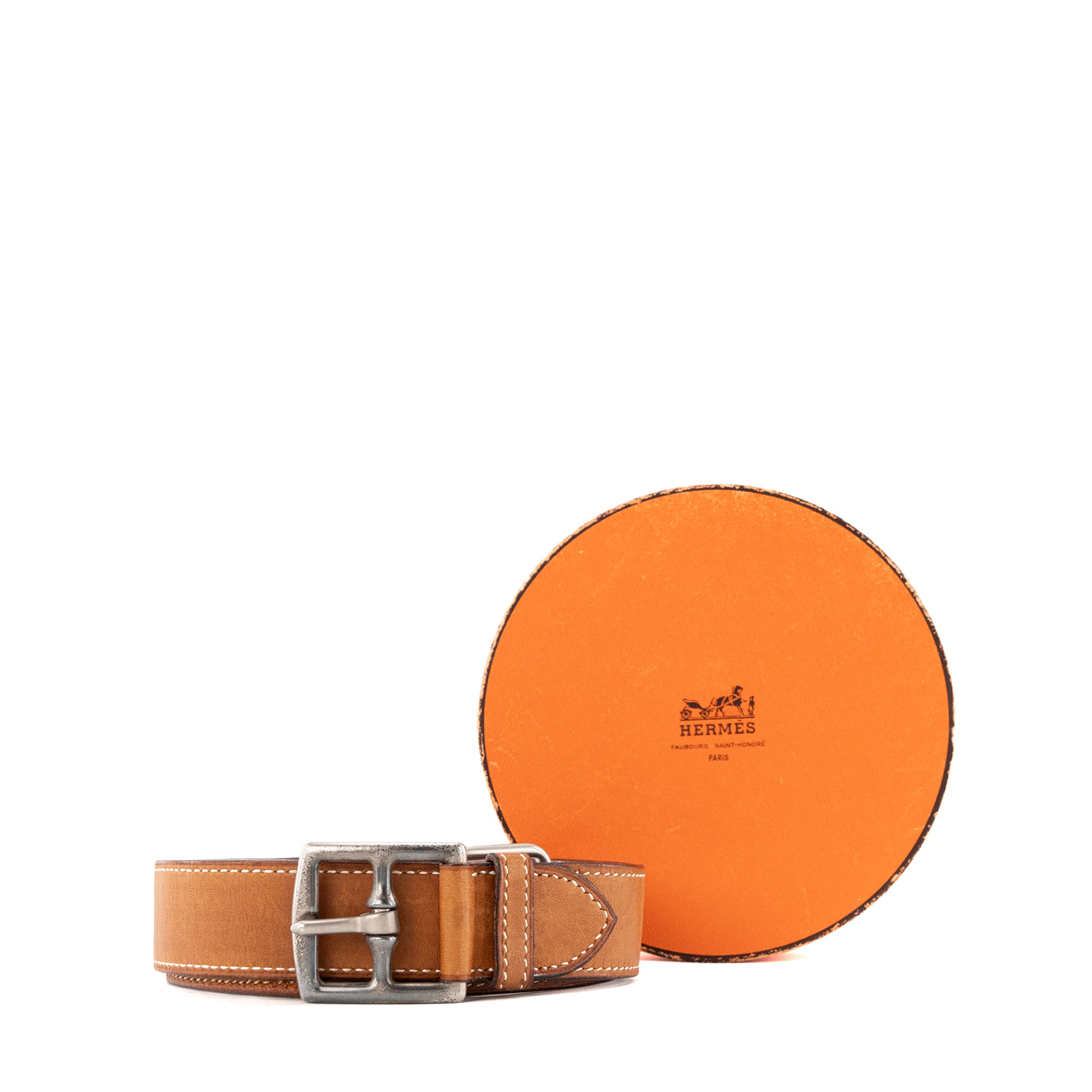HERMÈS - Ceinture Etrivière Hermès en cuir barenia (T78)