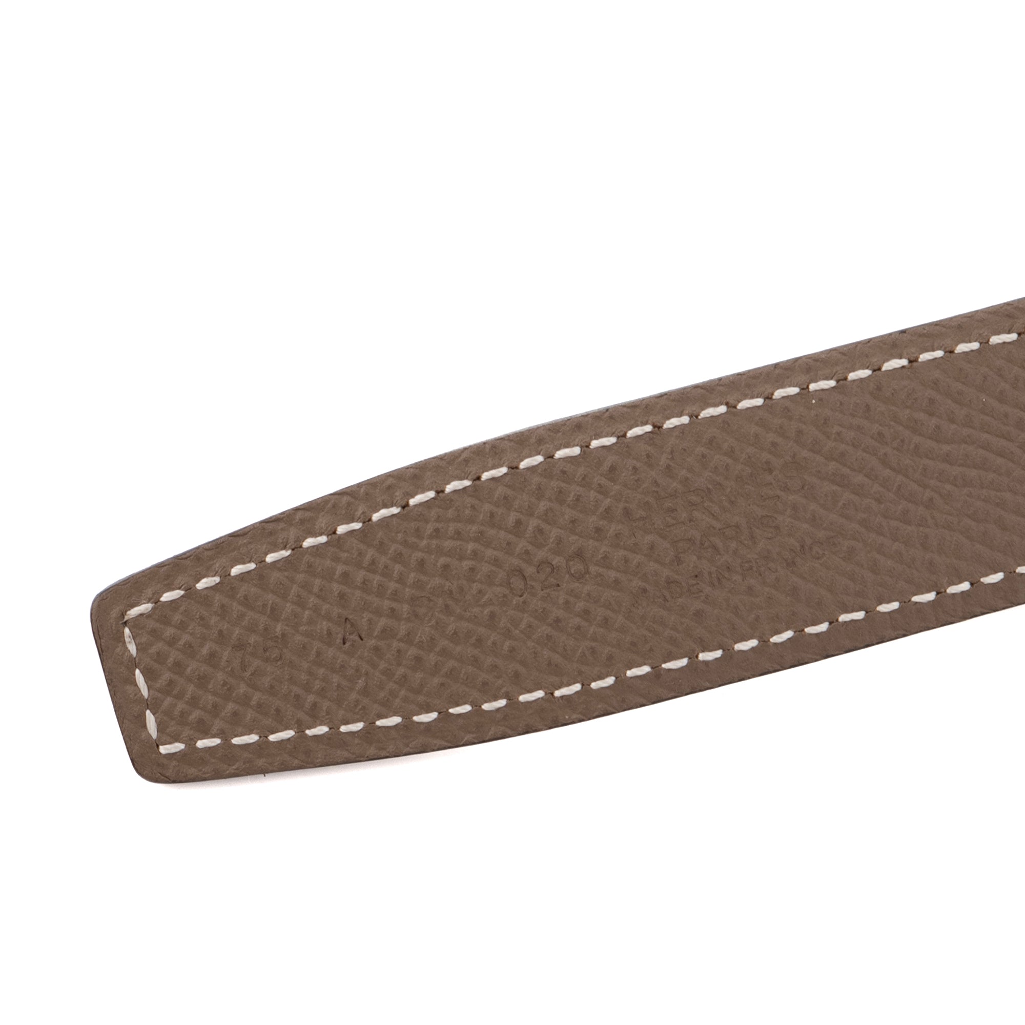 HERMÈS - Ceinture Gamma réversible Hermès en cuir epsom étoupe et noir (T75)