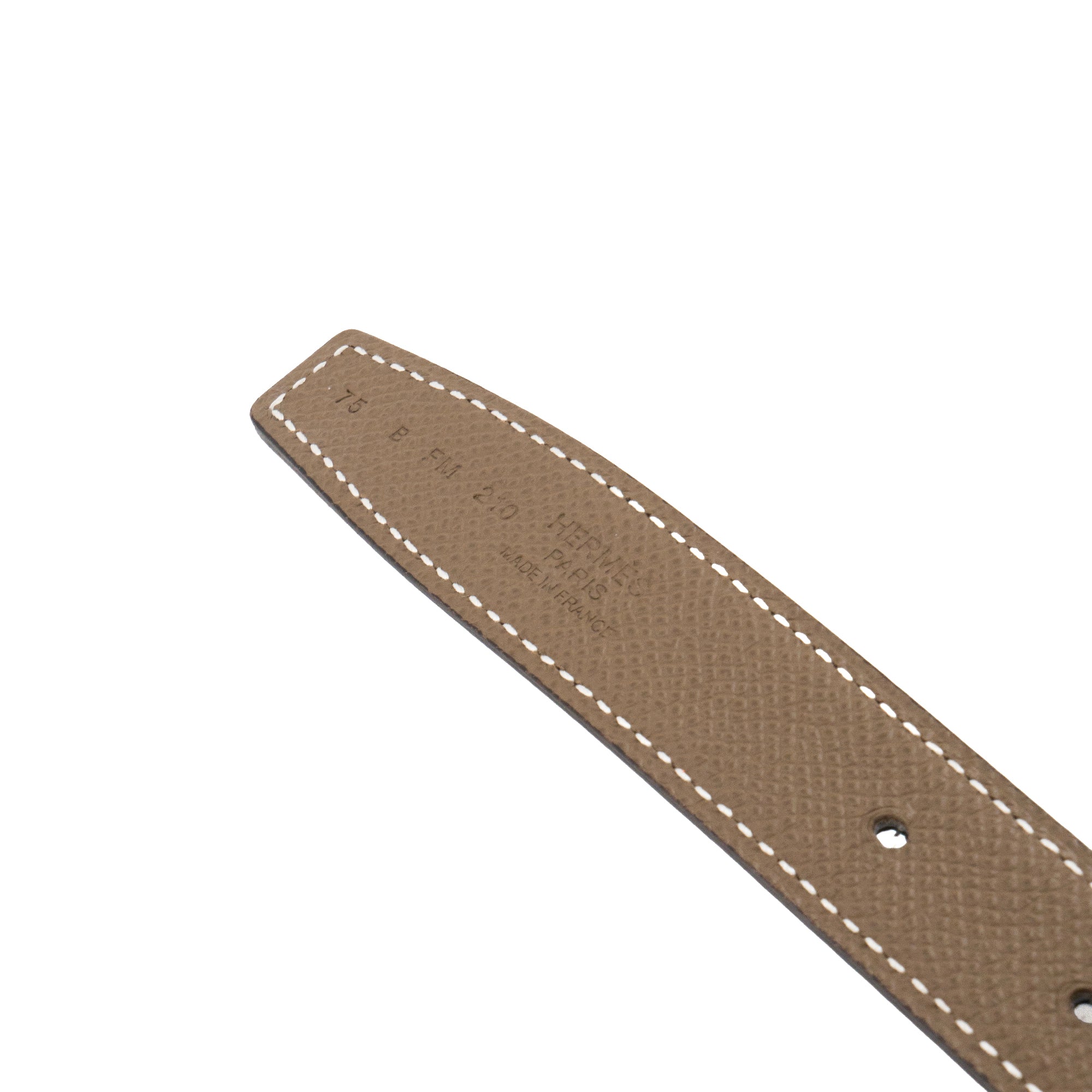 HERMÈS - Ceinture H Hermès en cuir réversible étoupe et noir (T75)