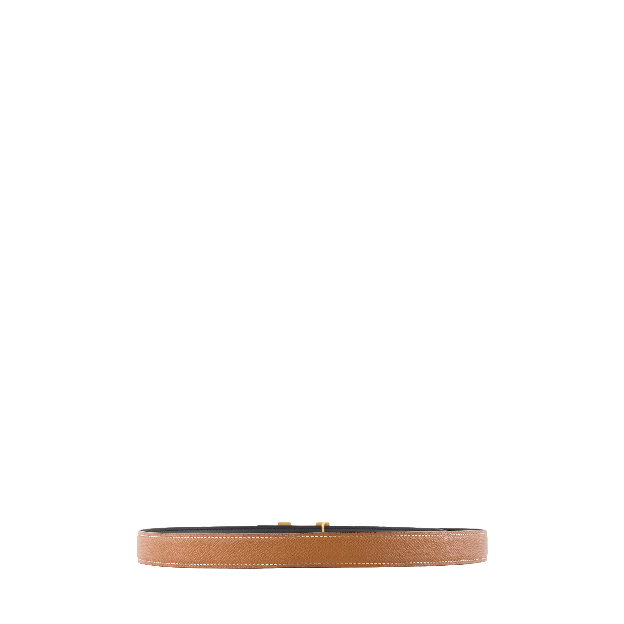 HERMÈS - Ceinture H réversible Hermès en cuir noir et marron (T85)