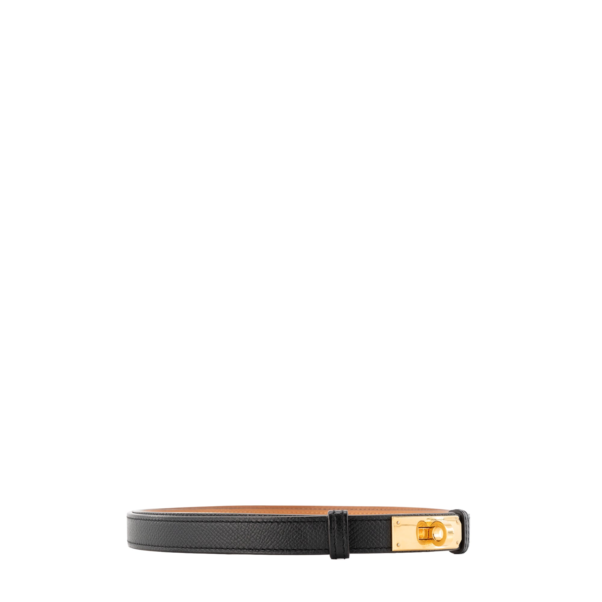HERMÈS - Ceinture Kelly 18 Hermès en cuir epsom noir