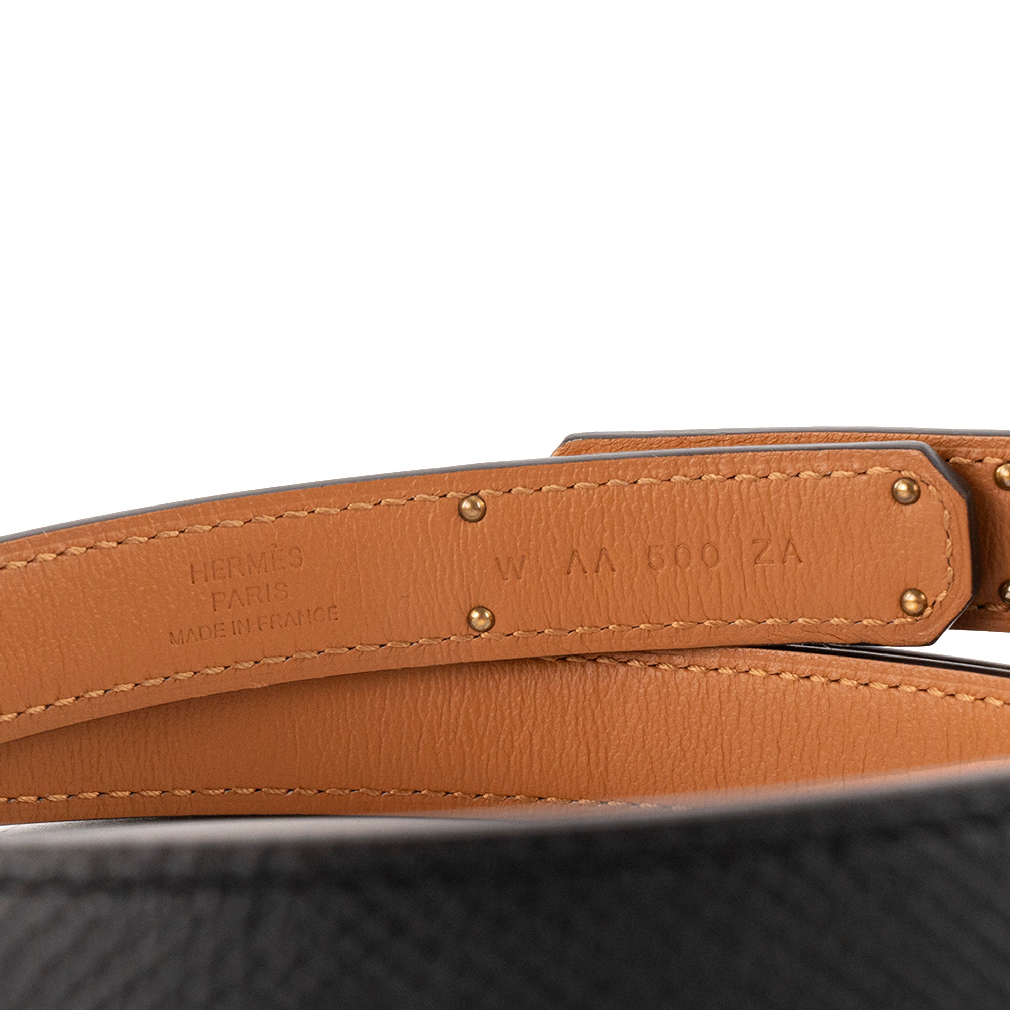 HERMÈS - Ceinture Kelly 18 Hermès en cuir epsom noir
