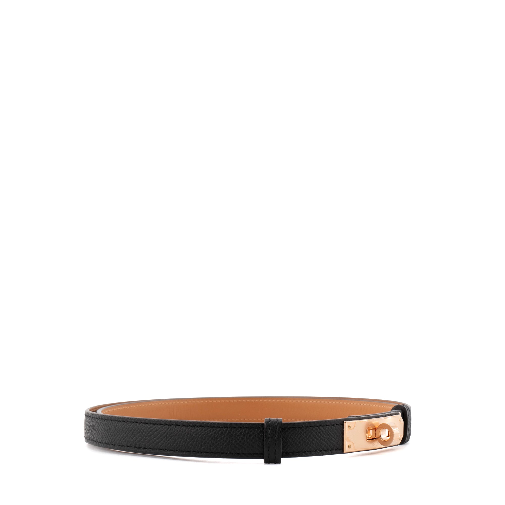 HERMÈS - Ceinture Kelly 18 Hermès en cuir epsom noir