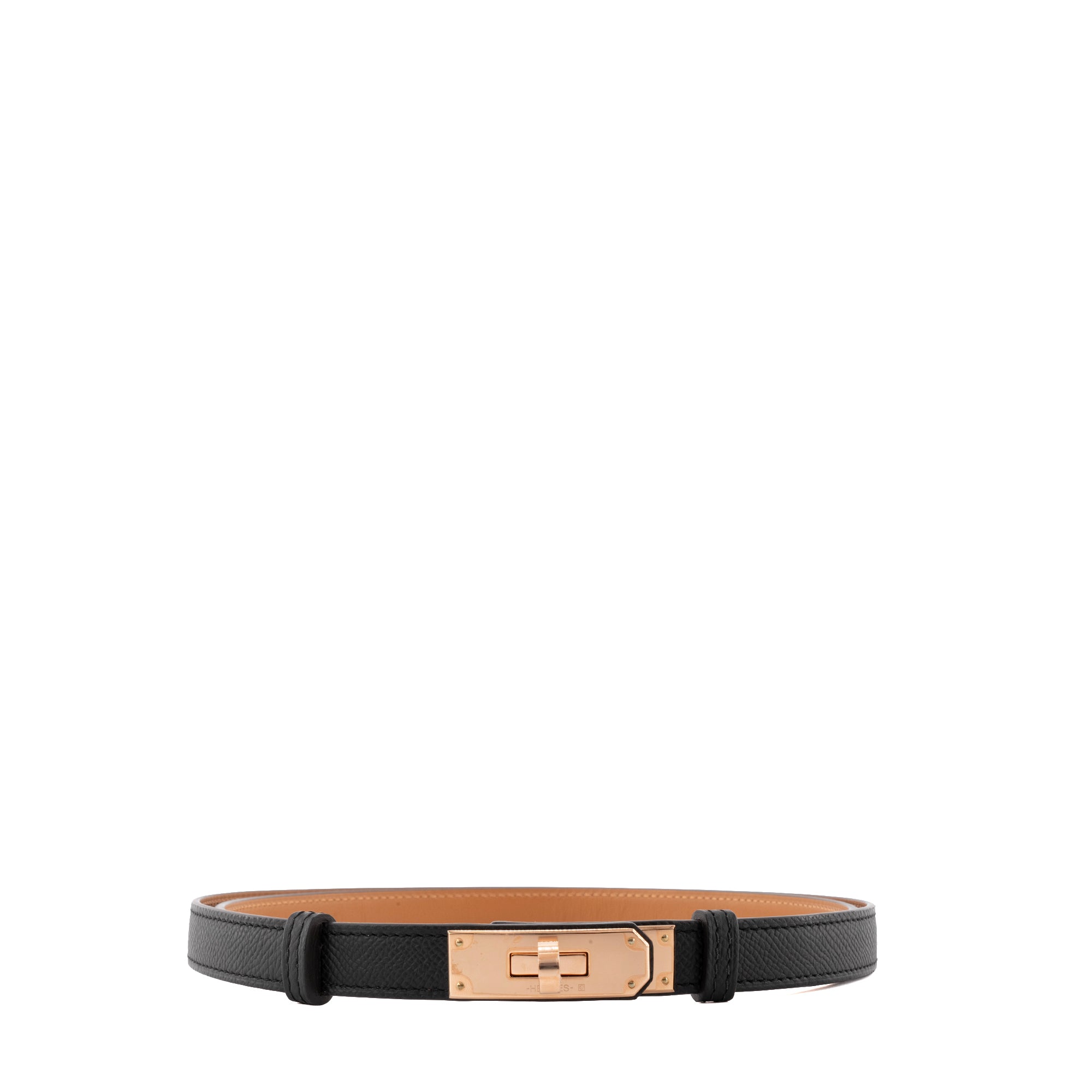 HERMÈS - Ceinture Kelly 18 Hermès en cuir epsom noir