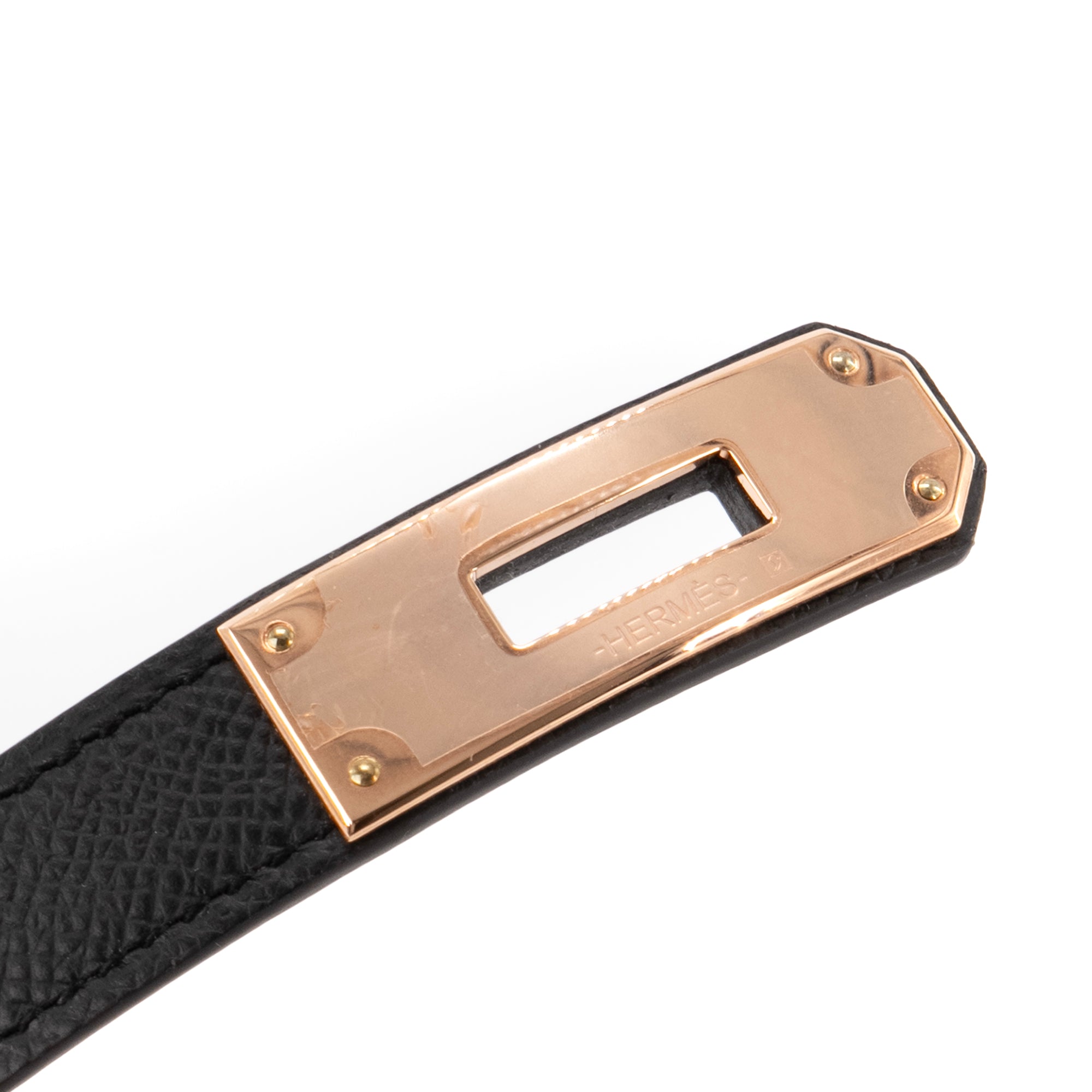 HERMÈS - Ceinture Kelly 18 Hermès en cuir epsom noir