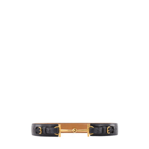 HERMÈS - Ceinture Marine Étriers Hermès en cuir bleu marine (T70)