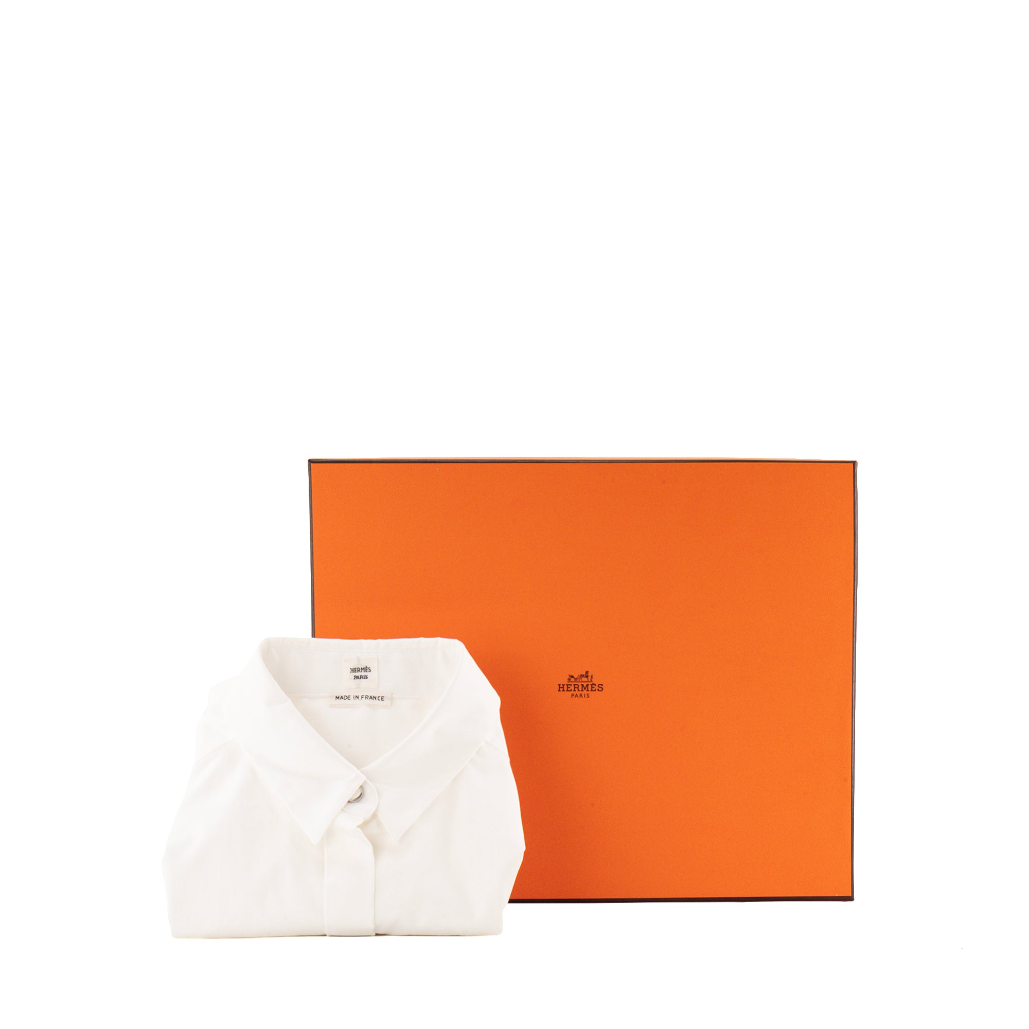 HERMÈS - Chemise Micro Hermès en twill de coton (T36)
