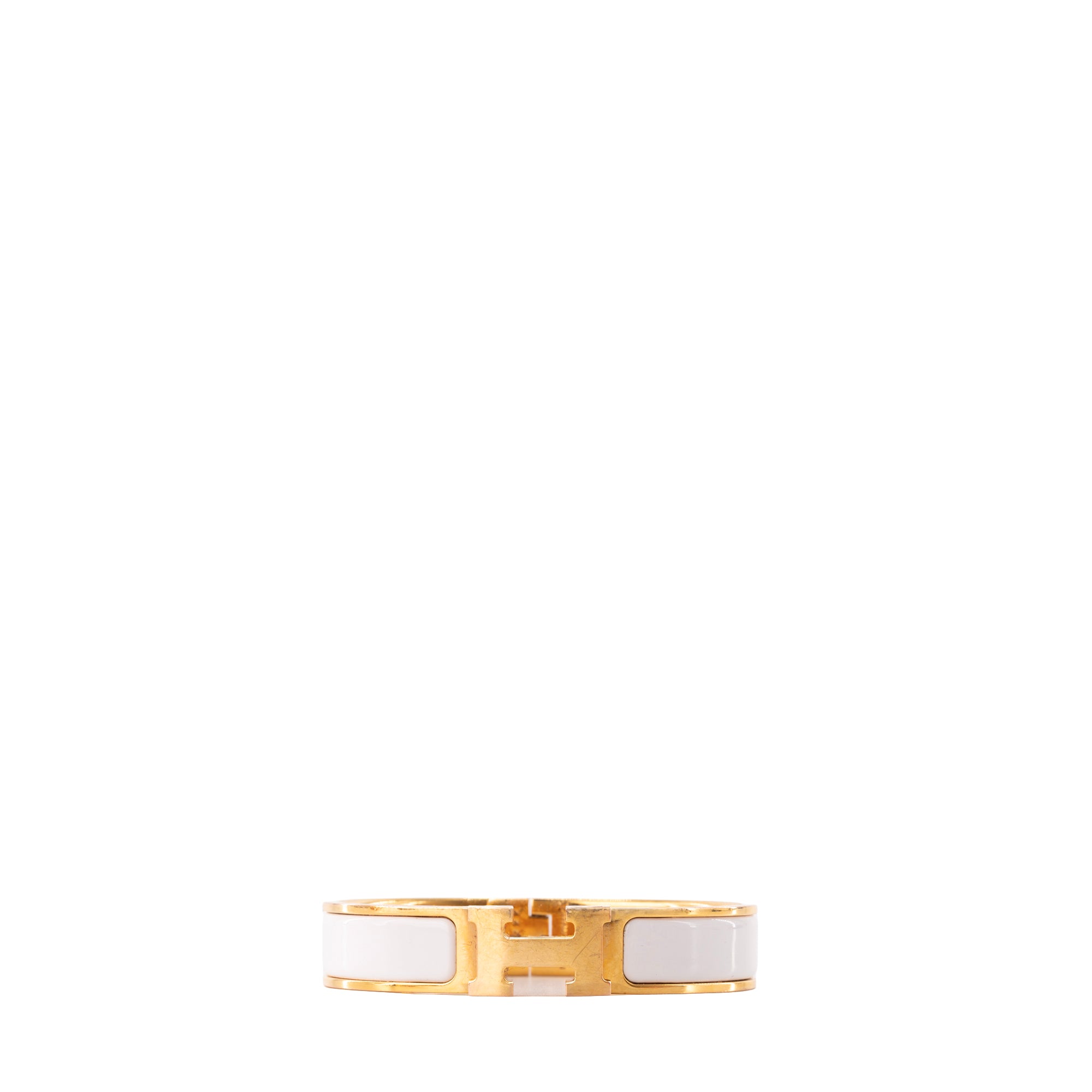 HERMÈS - Bracelet Clic H Hermès en émail blanc (PM)
