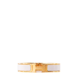 HERMÈS - Bracelet Clic H Hermès en émail blanc (PM)