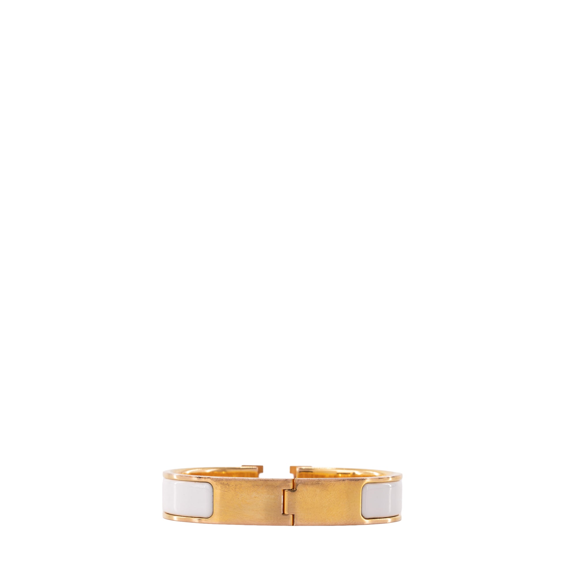 HERMÈS - Bracelet Clic H Hermès en émail blanc (PM)