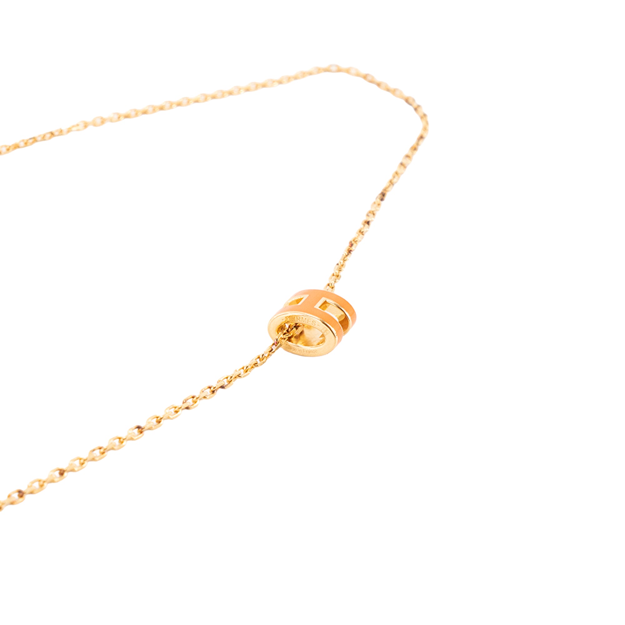HERMÈS - Collier Pop H Hermès en métal doré et émail orange