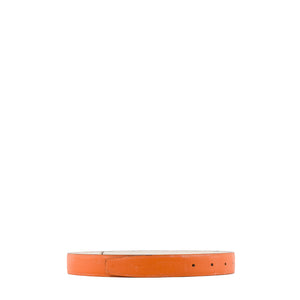 HERMÈS - Cuir de ceinture Hermès en cuir orange et blanc (T85)