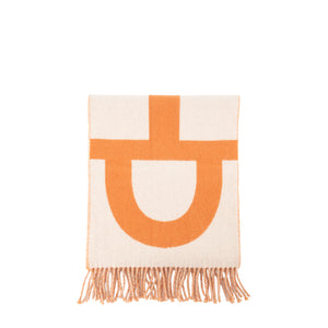 HERMÈS - Écharpe Casaque Grand Mors Hermès en cachemire orange et beige