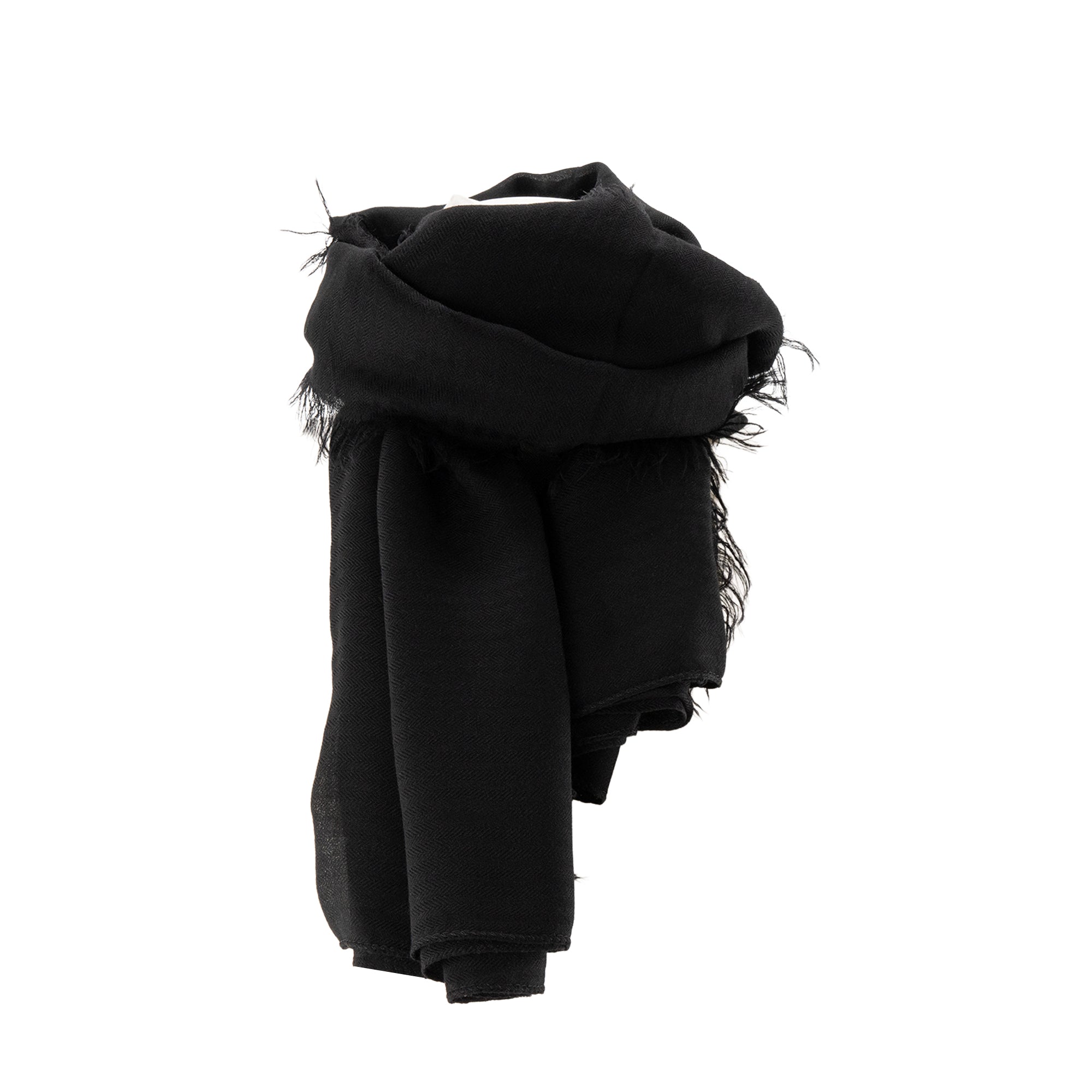 HERMÈS - Écharpe Hermès en cachemire et laine noire