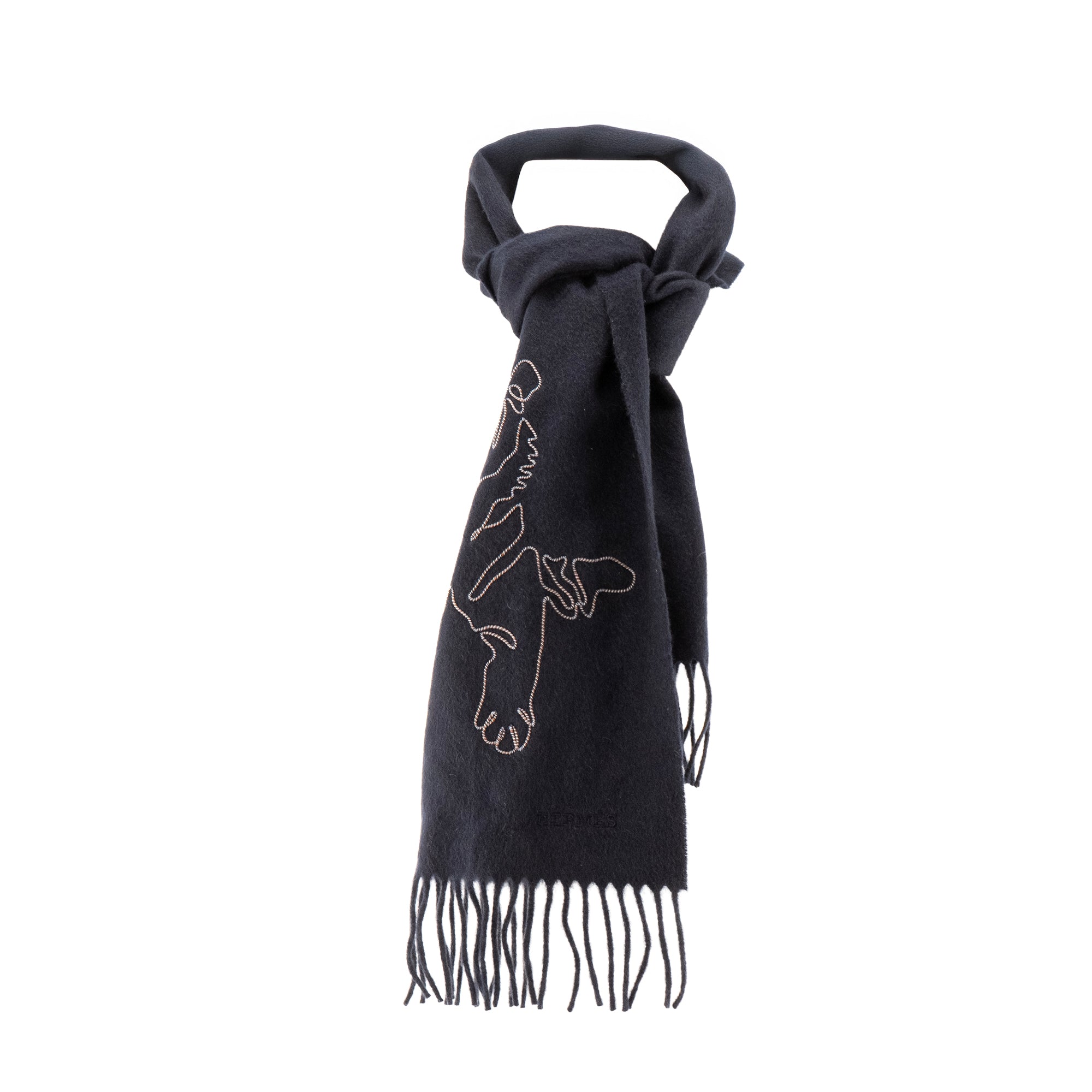 HERMÈS - Echarpe Tigre Royal Hermès en cachemire bleu marine