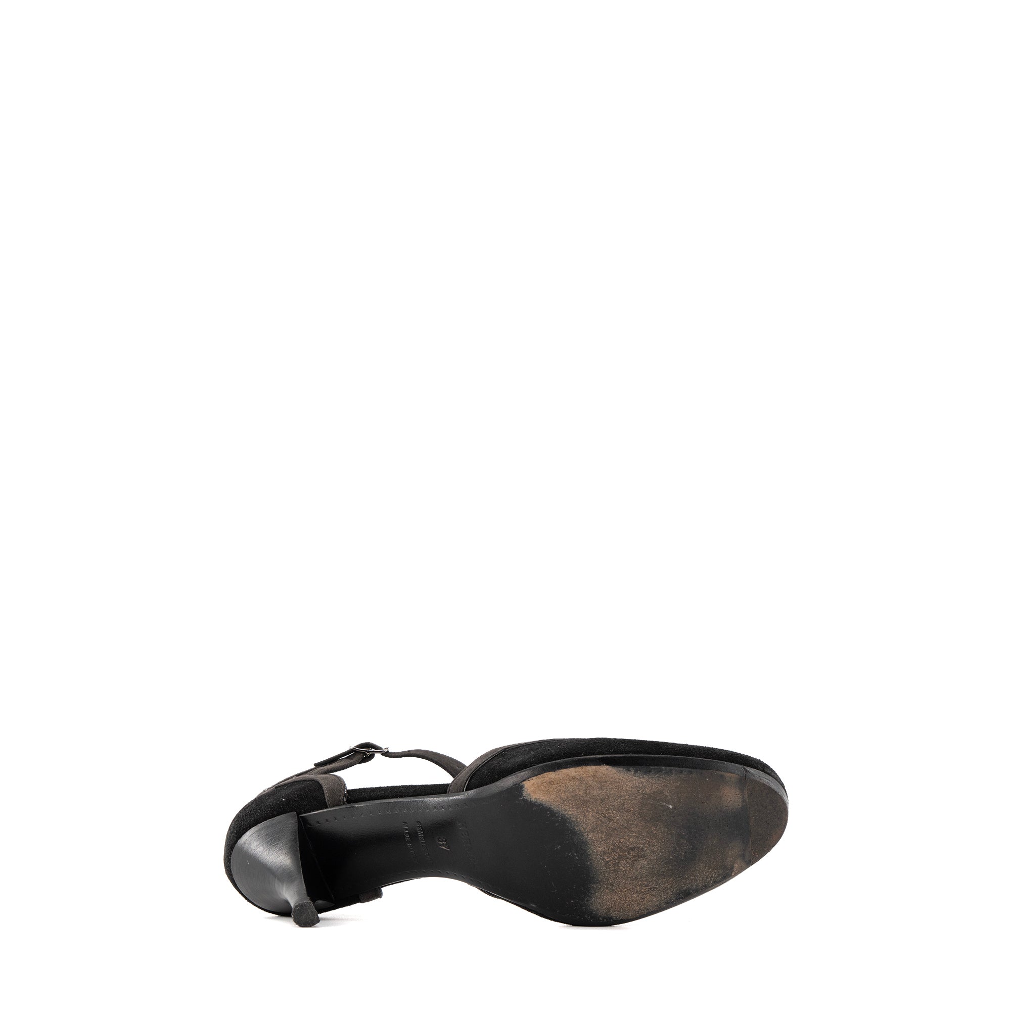 HERMÈS - Escarpins Tango Hermès en daim gris et noir (T37)