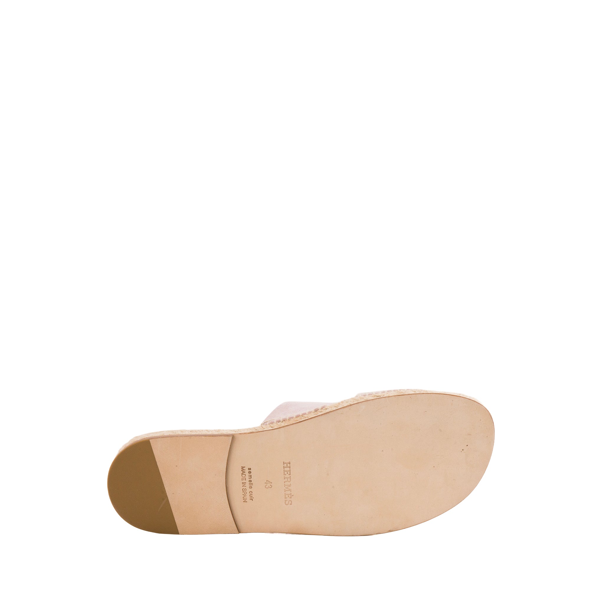 HERMÈS - Espadrilles Antigua Hermès en daim rose et raphia (T43)