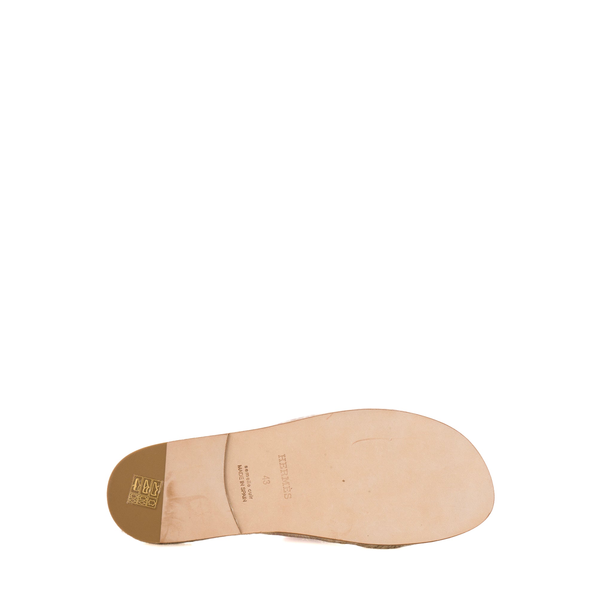 HERMÈS - Espadrilles Antigua Hermès en daim rose et raphia (T43)