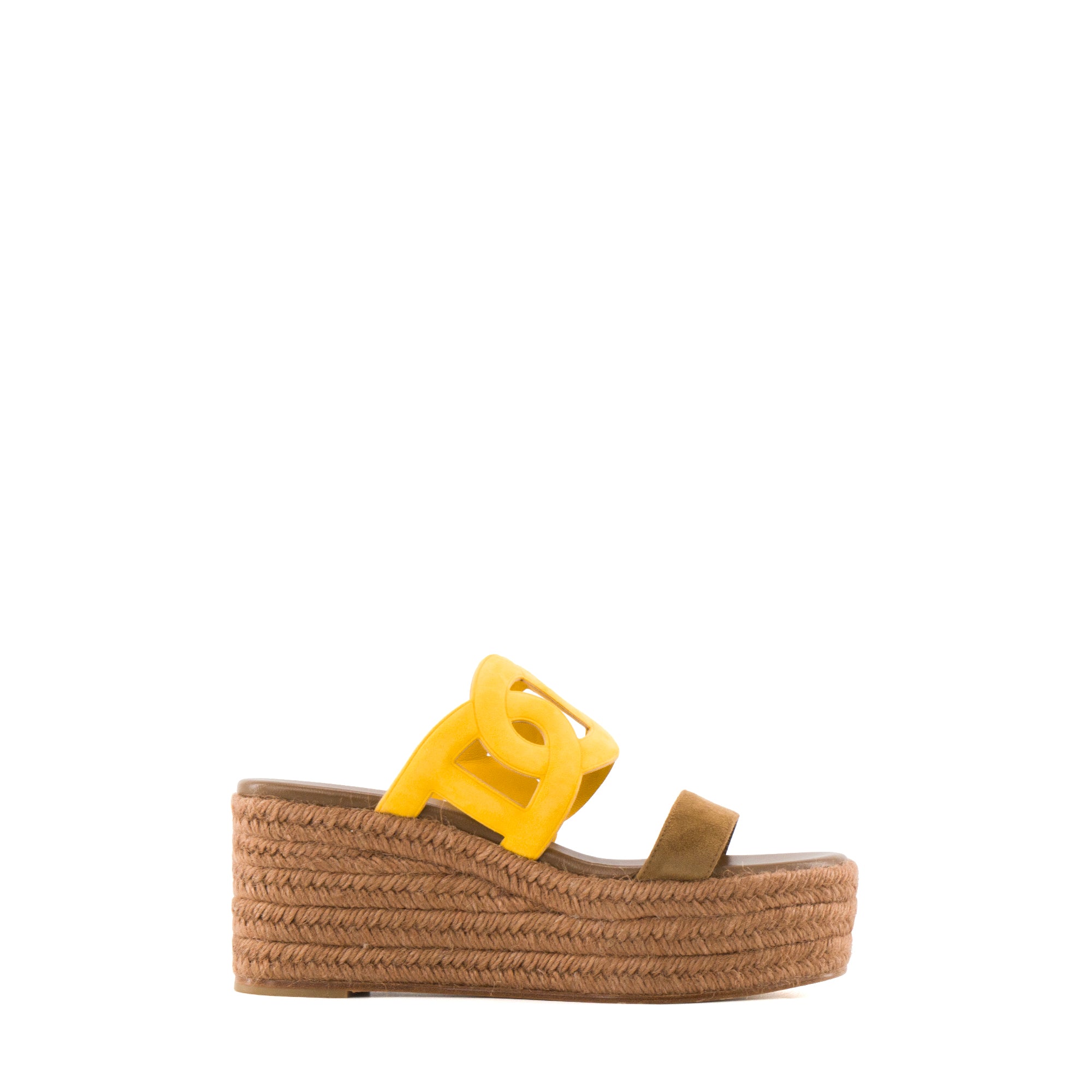 HERMÈS - Espadrilles Ithea 30 Hermès en daim jaune et marron (T39)