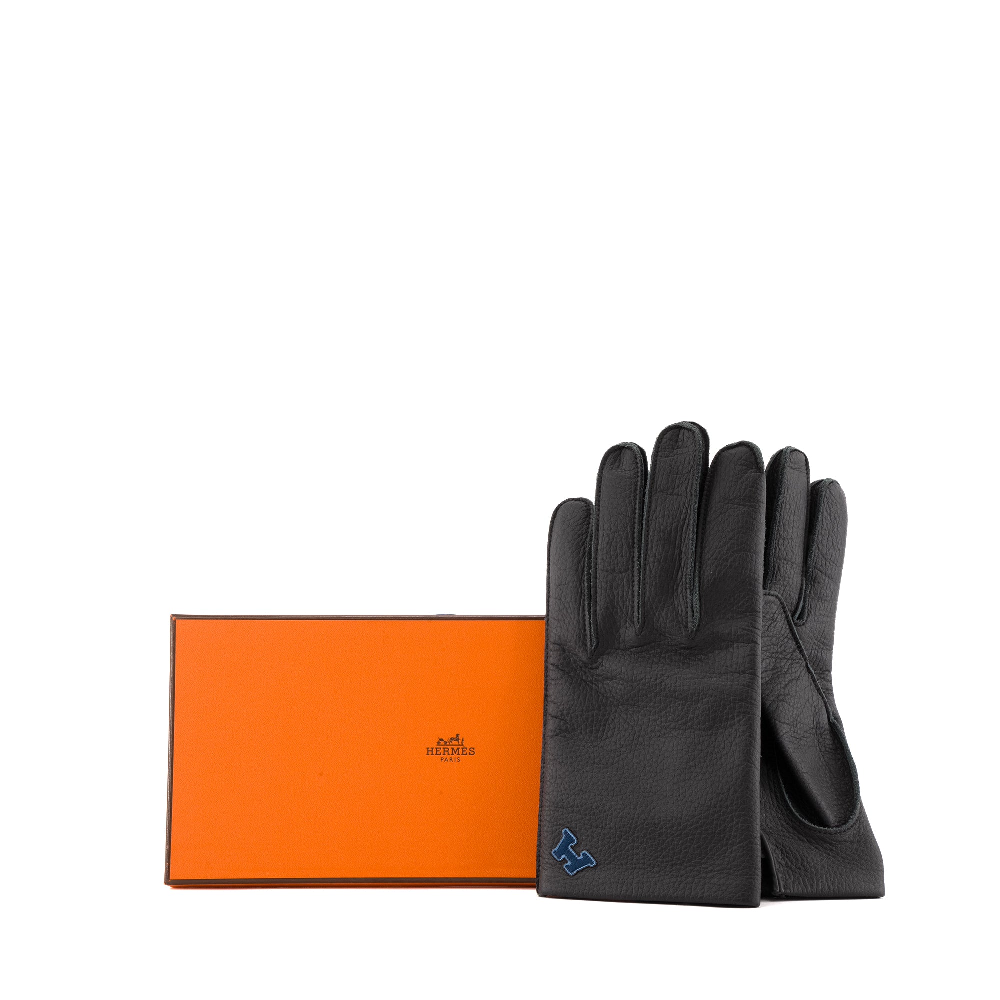 HERMÈS - Gants Hermès en cuir noir (T9)