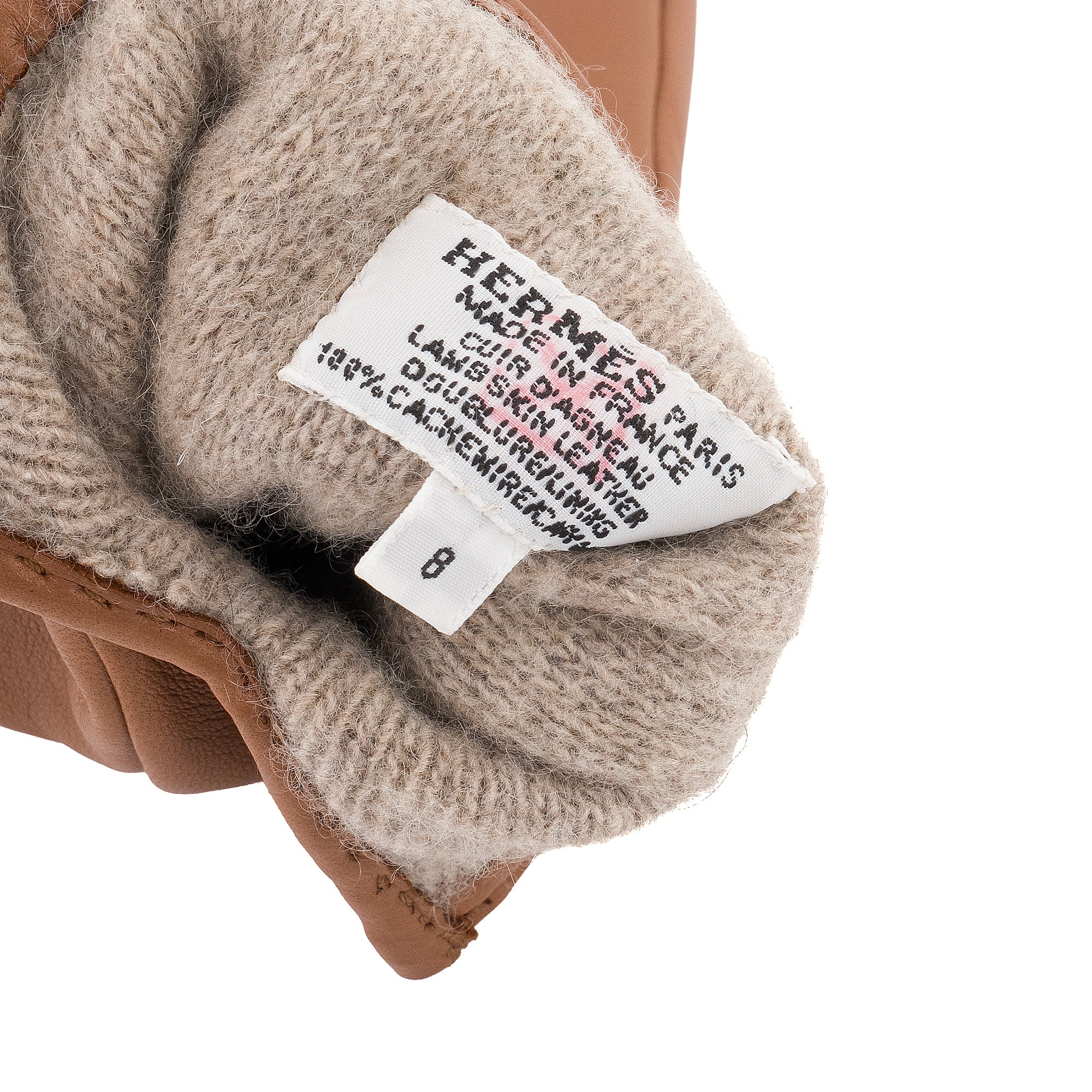 HERMÈS - Gants Soya Hermès en cuir marron (T8)