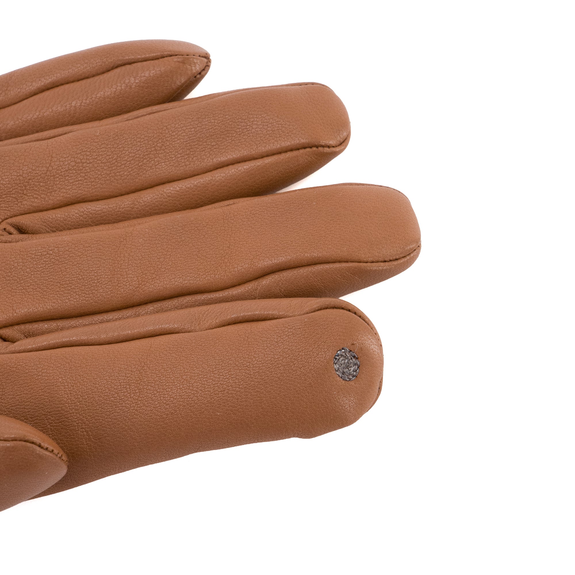 HERMÈS - Gants Soya Hermès en cuir marron (T8)