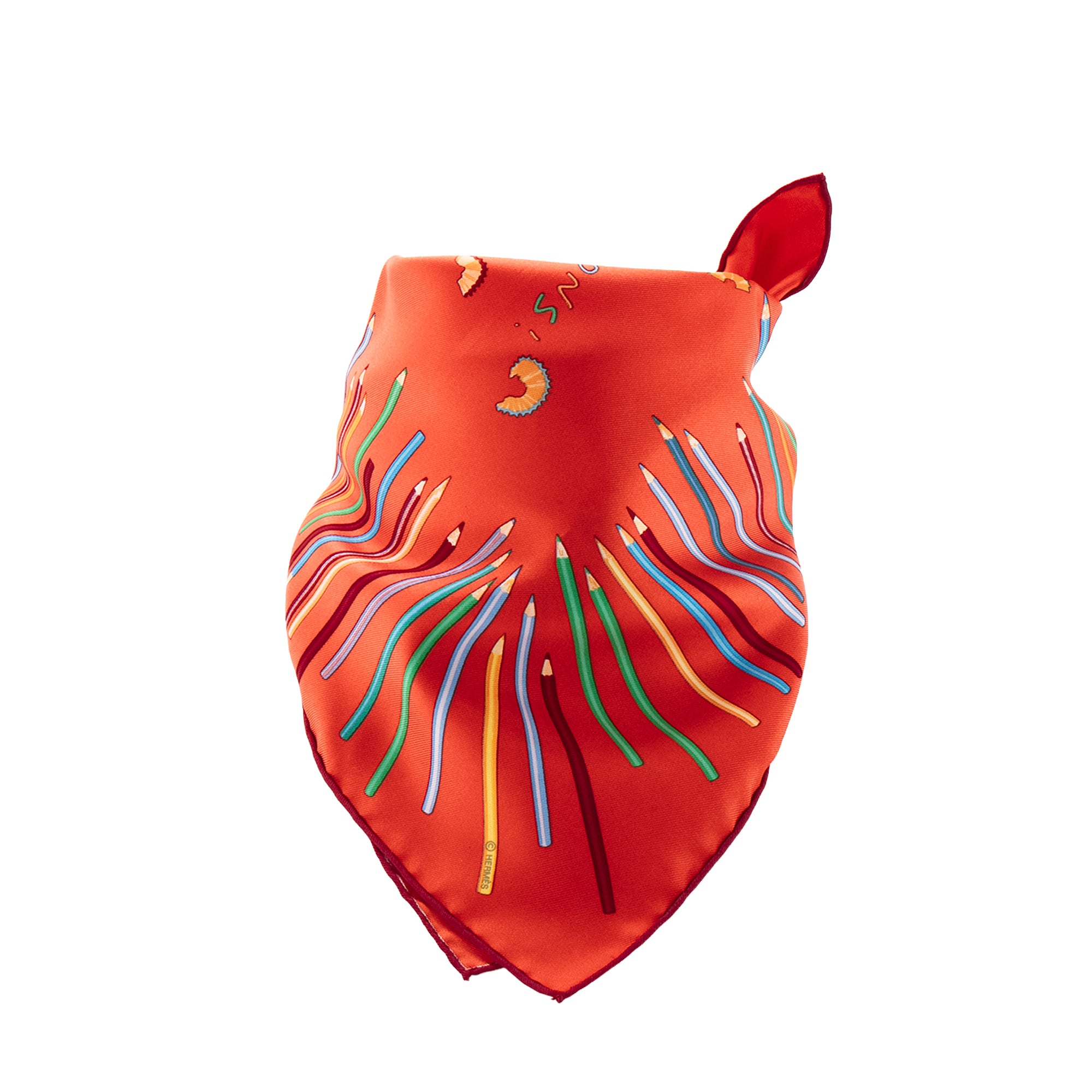 HERMÈS - Gavroche 45 A vos crayons Hermès en soie multicolore