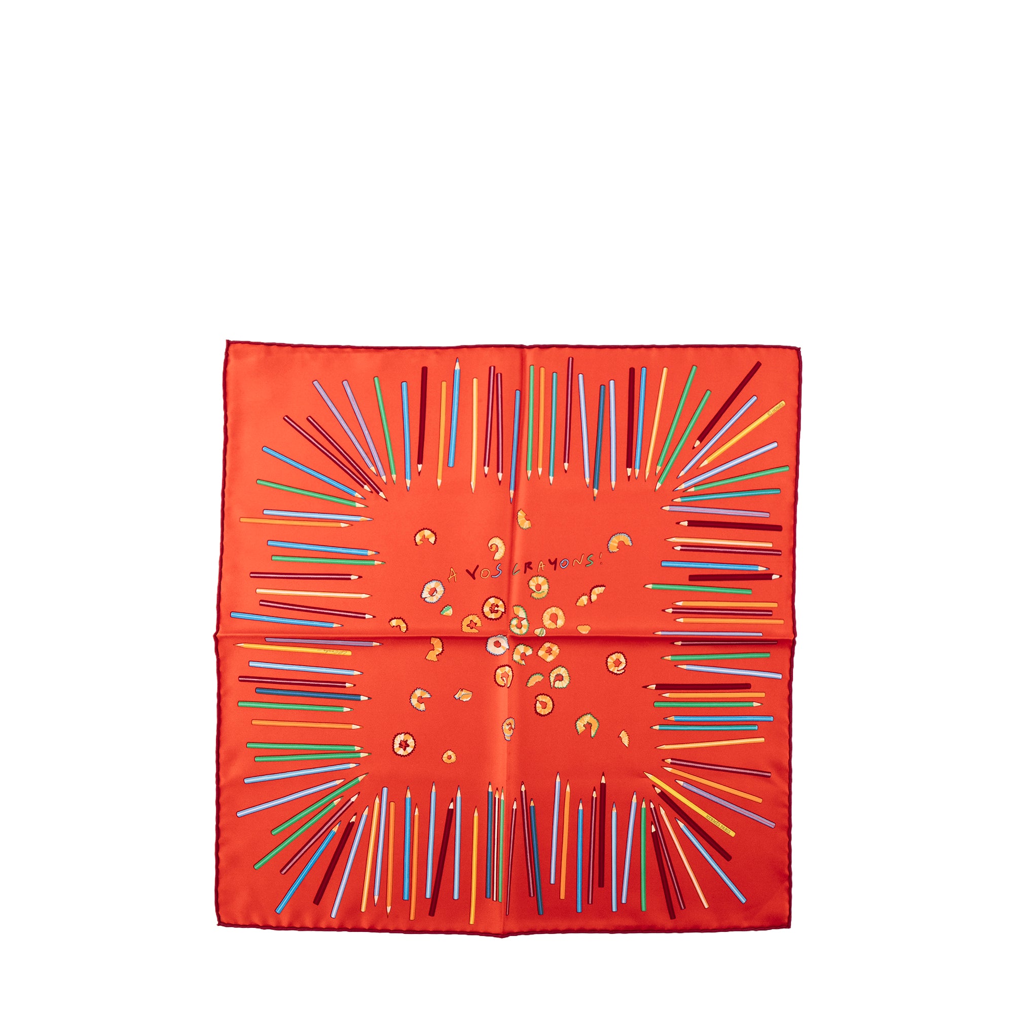 HERMÈS - Gavroche 45 A vos crayons Hermès en soie multicolore
