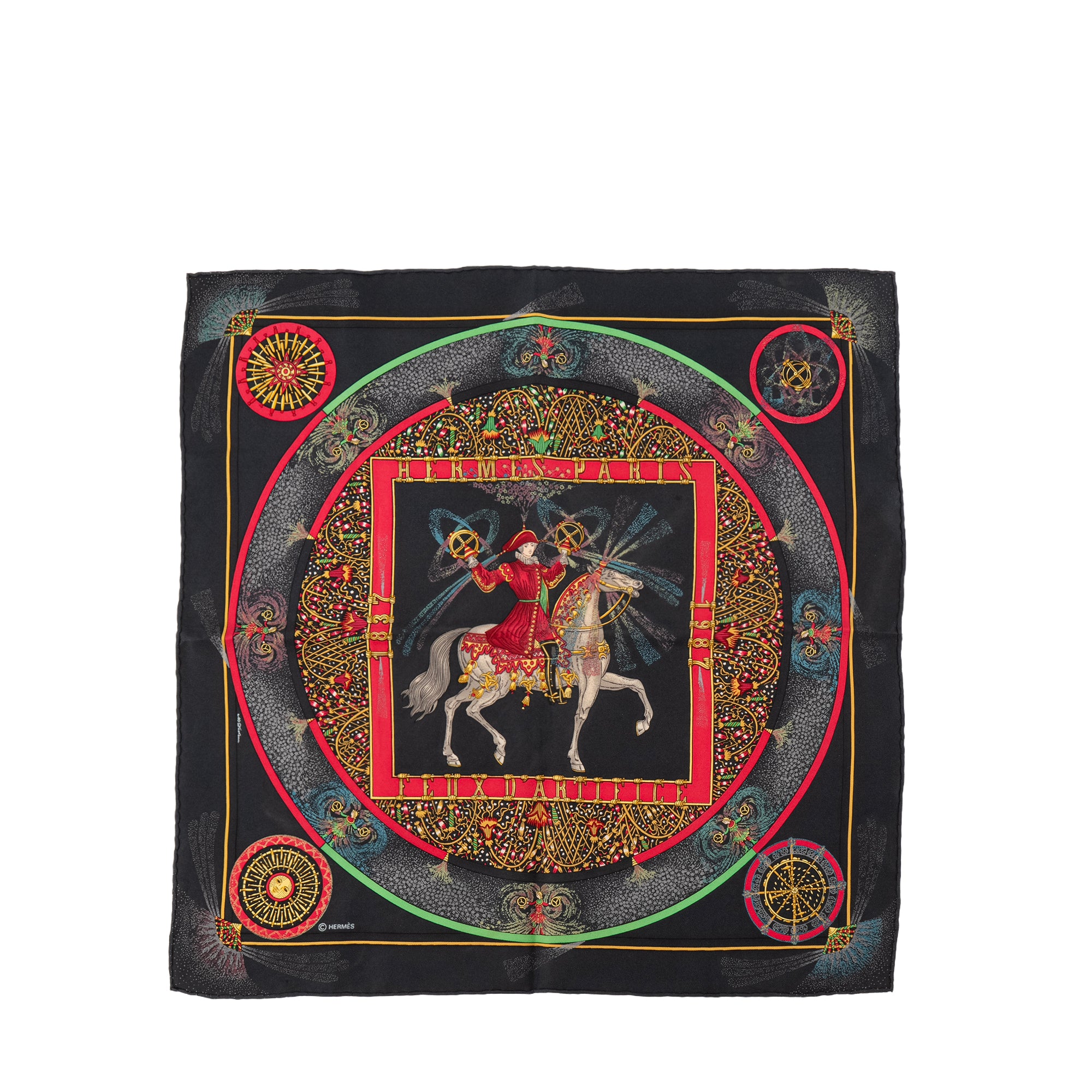 HERMÈS - Gavroche 45 Hermès en soie bleu marine