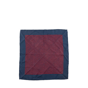 HERMÈS - Gavroche 45 Hermès en soie bleu marine et rouge