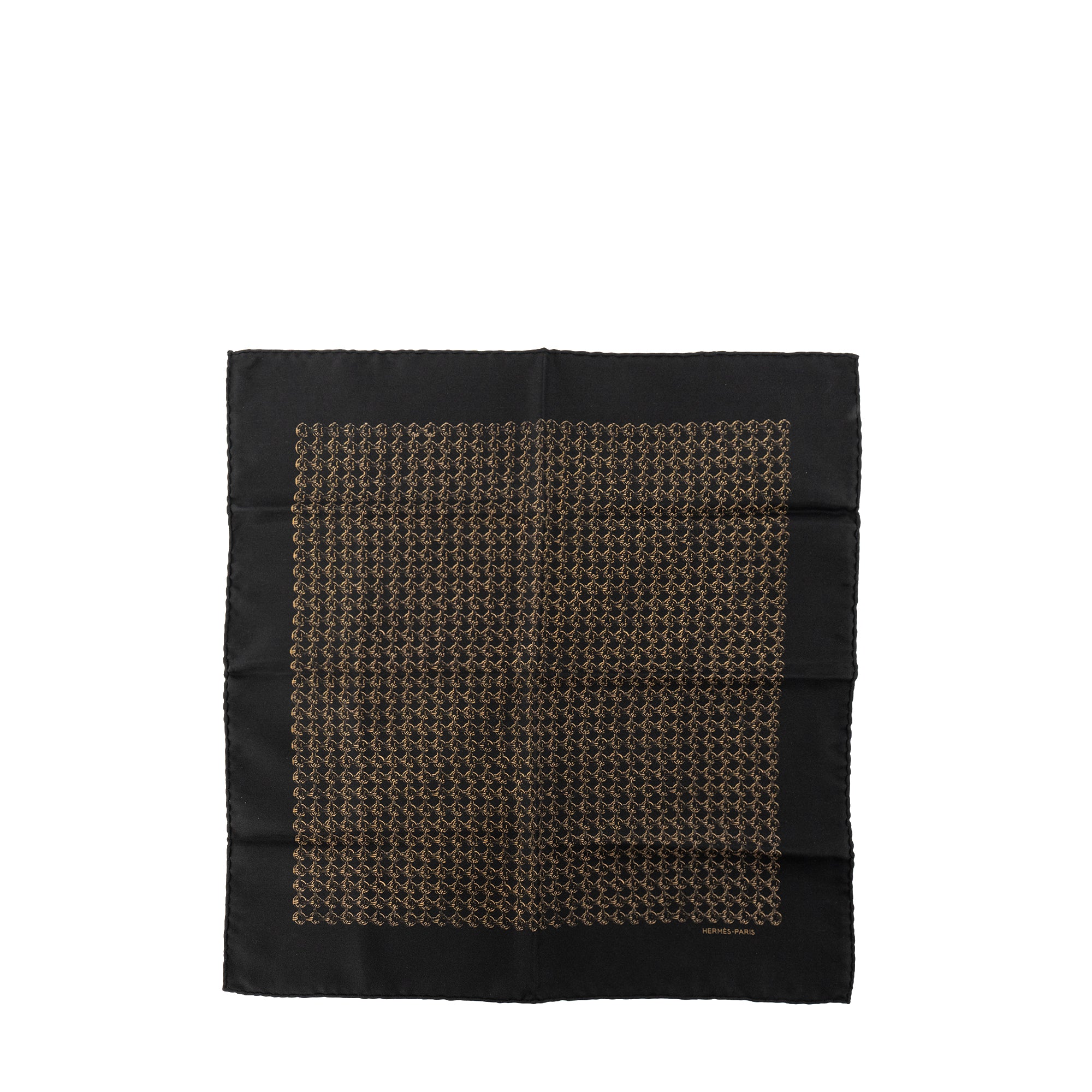 HERMÈS - Gavroche 45 Hermès en soie noire et marron
