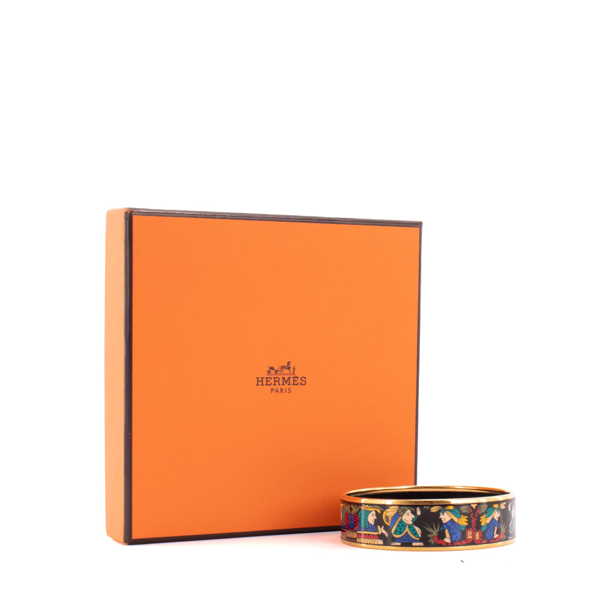 HERMÈS - Jonc fantaisie MM Hermès en émail multicolore
