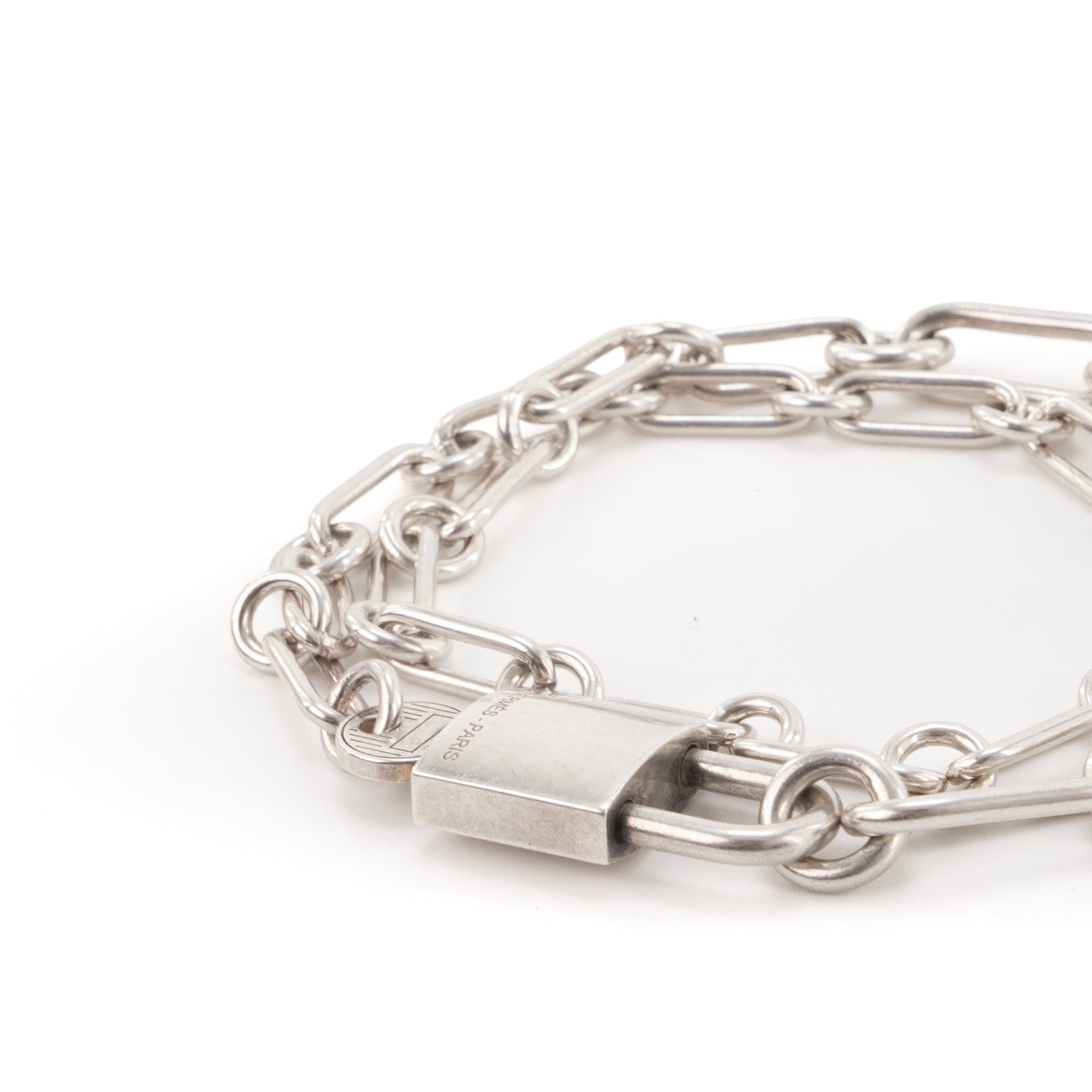 HERMÈS - Bracelet Kelly Cadenas double tour Hermès en argent
