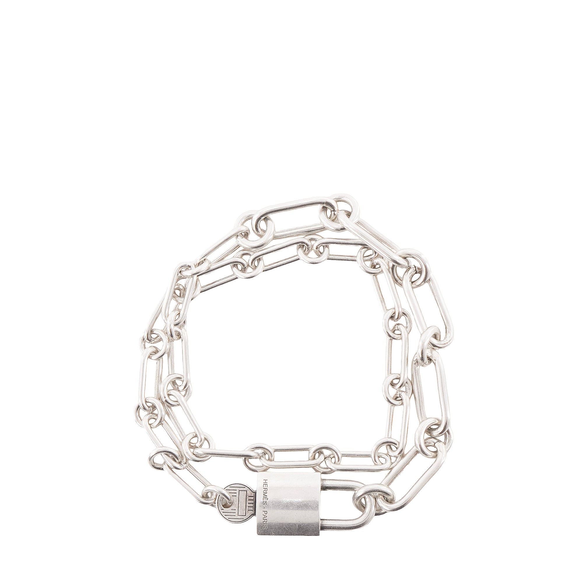 HERMÈS - Bracelet Kelly Cadenas double tour Hermès en argent