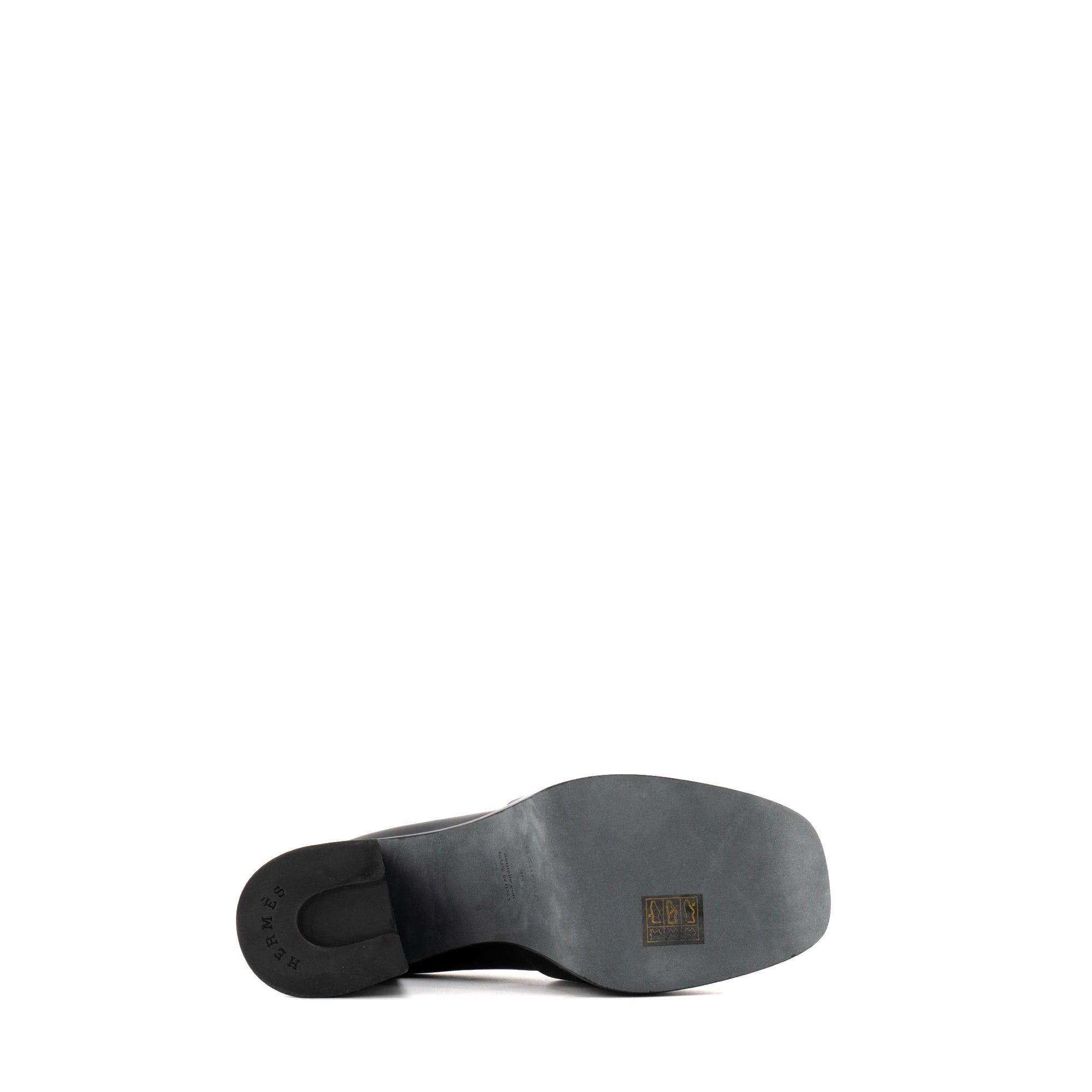 HERMÈS - Mocassins à talons Kelly Hermès en cuir lisse noir (T39)