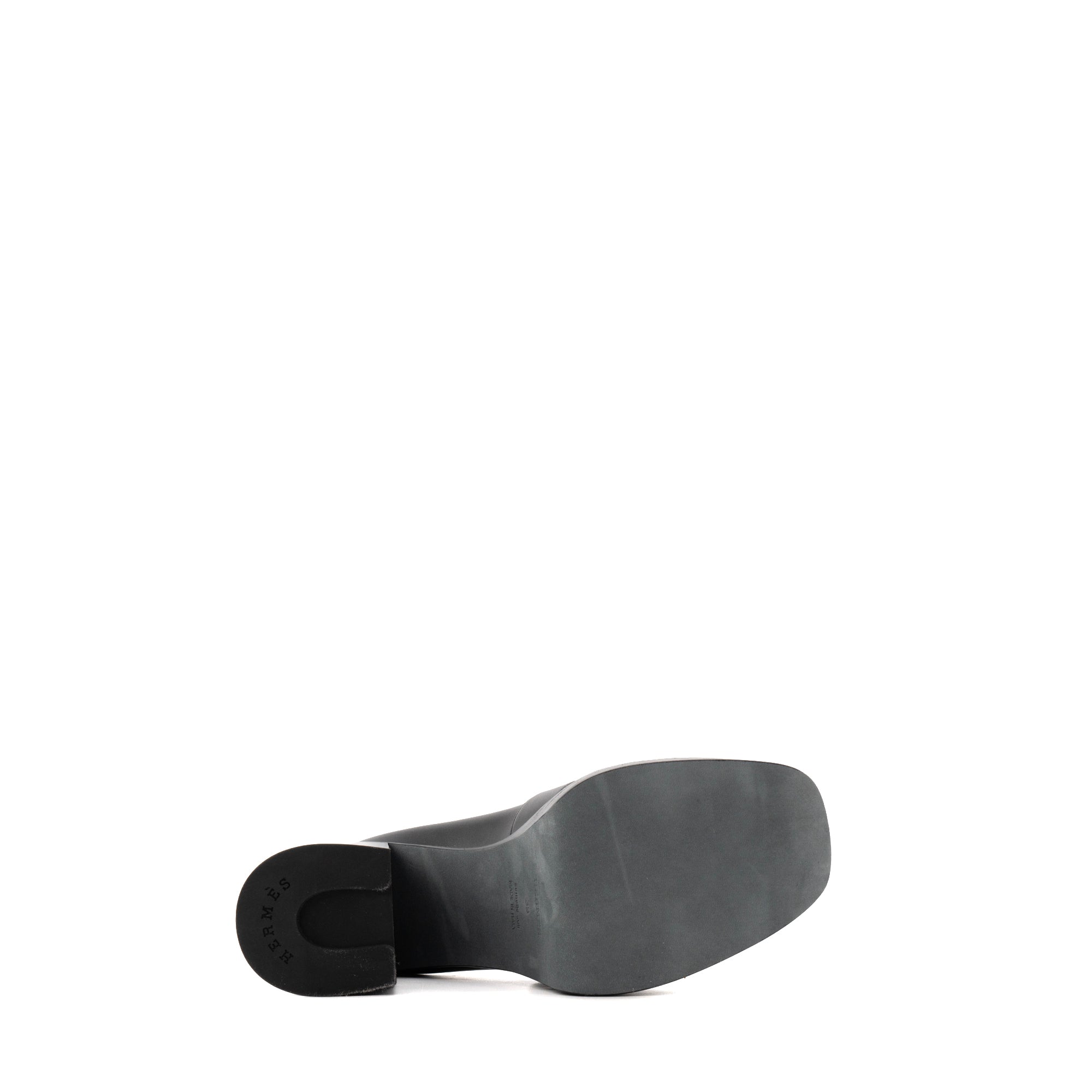 HERMÈS - Mocassins à talons Kelly Hermès en cuir lisse noir (T39)