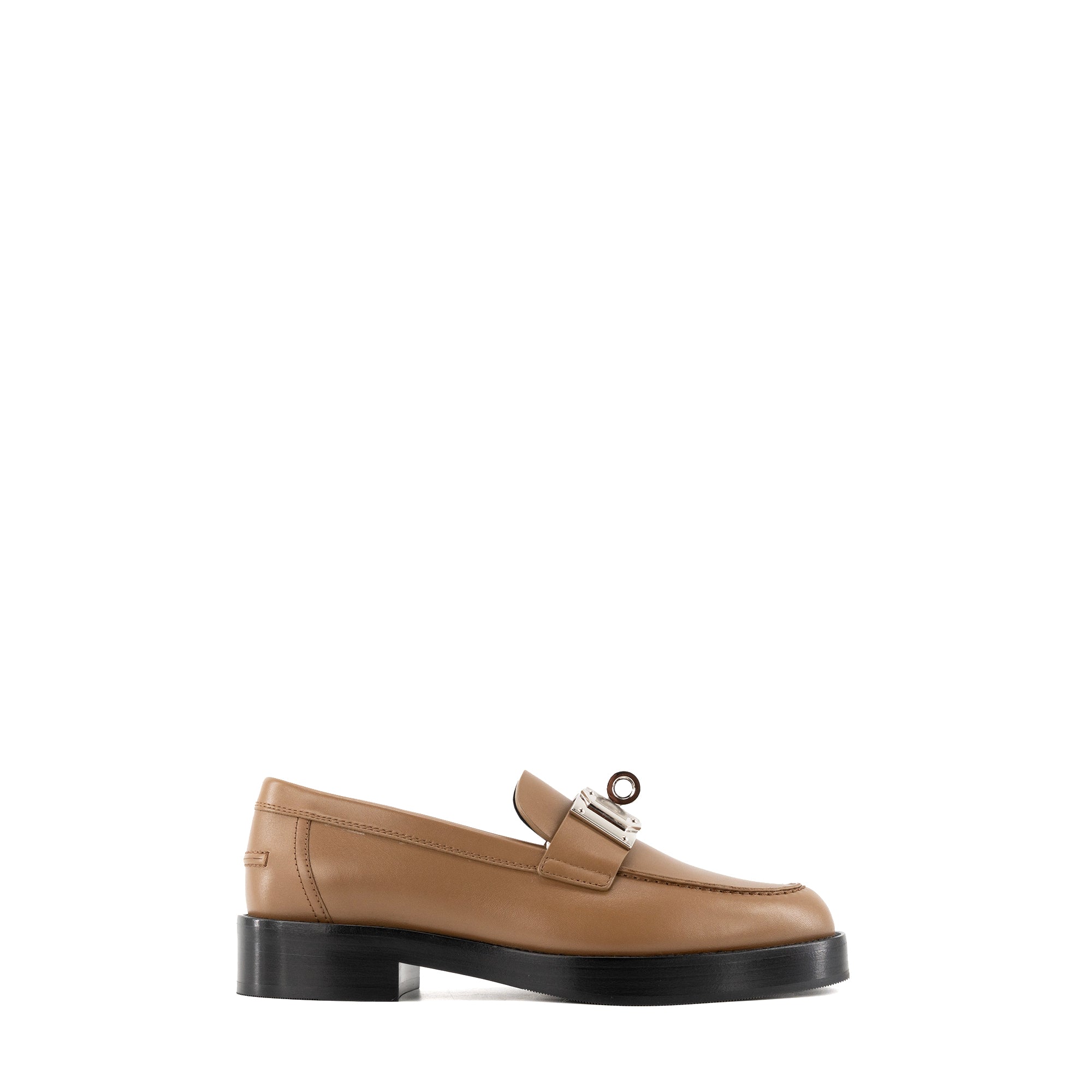 HERMÈS - Mocassins Kelly Hermès en cuir lisse marron (T37)