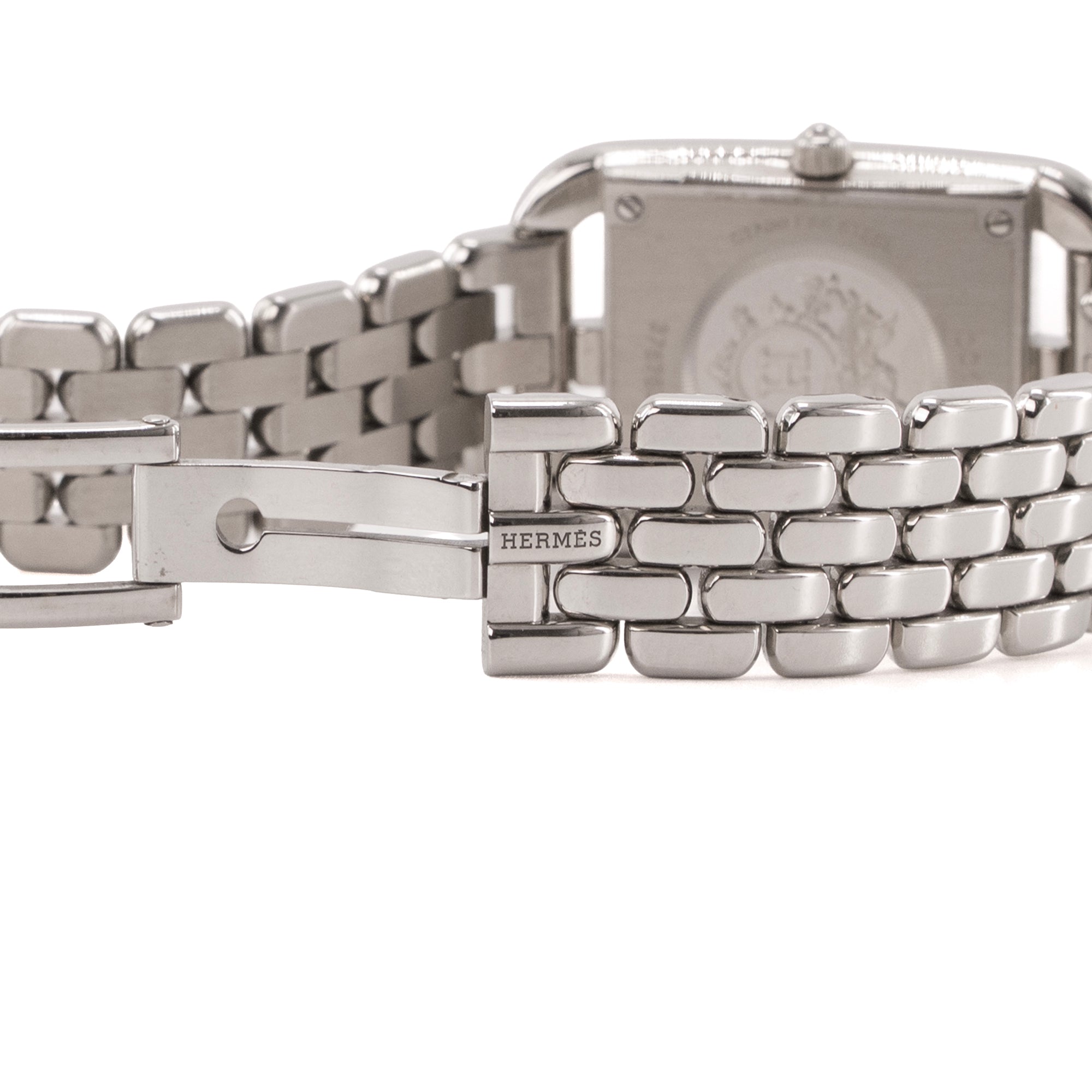 HERMÈS - Montre Cape Cod PM 31 mm Hermès en acier argenté et diamants
