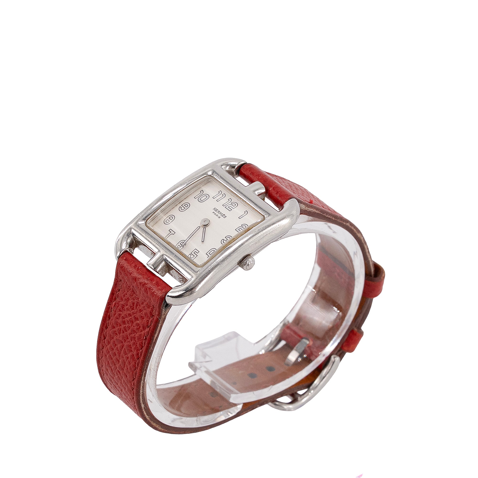 HERMÈS - Montre Cape Cod Hermès en cuir rouge