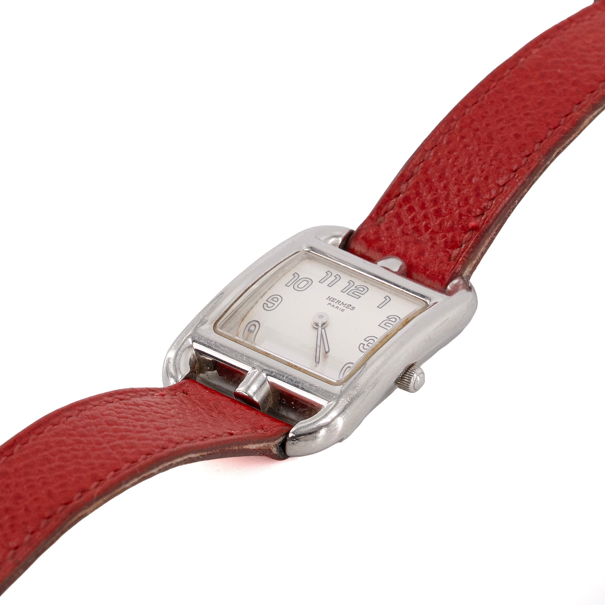 HERMÈS - Montre Cape Cod Hermès en cuir rouge