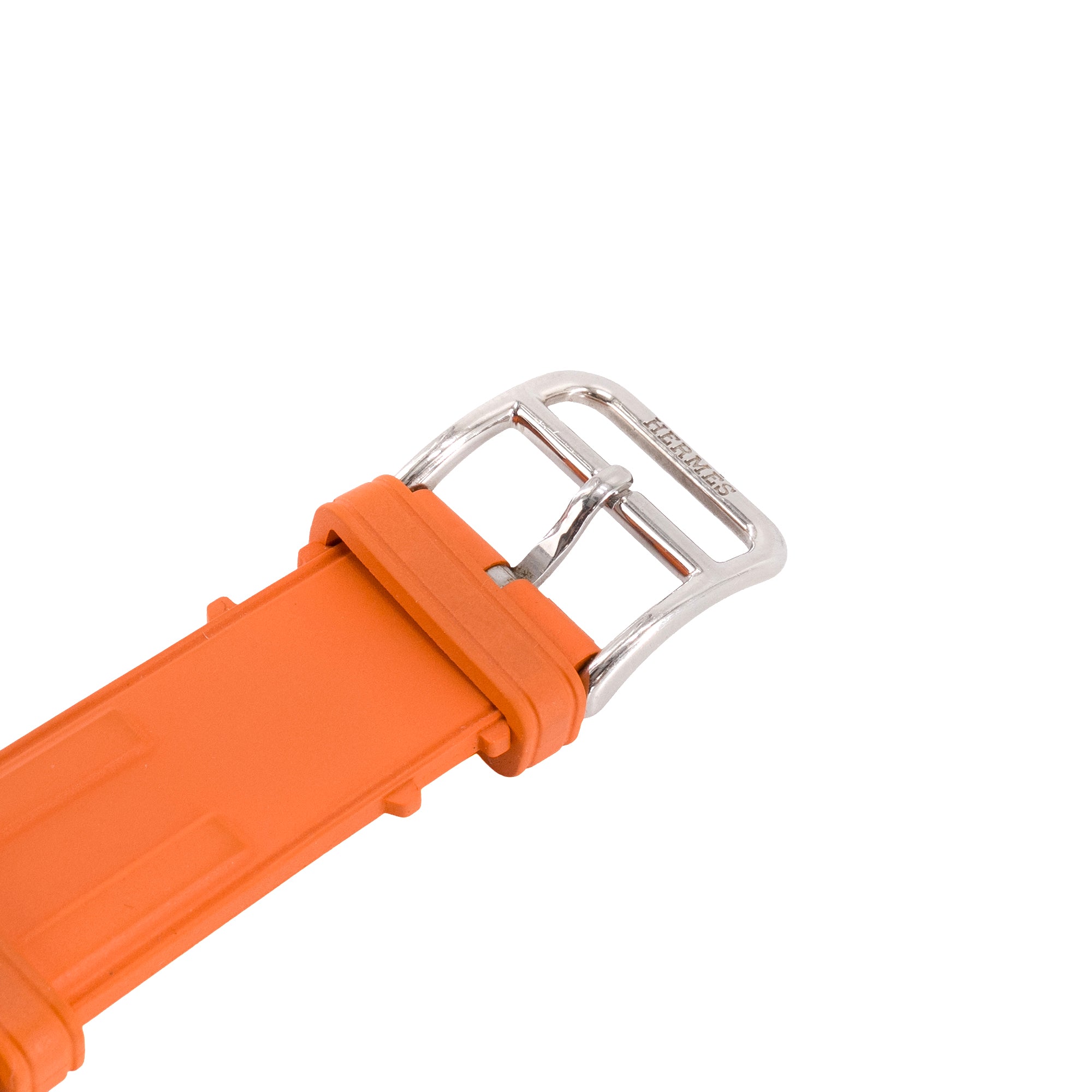 HERMÈS - Montre Clipper Chrono Hermès en acier et caoutchouc orange