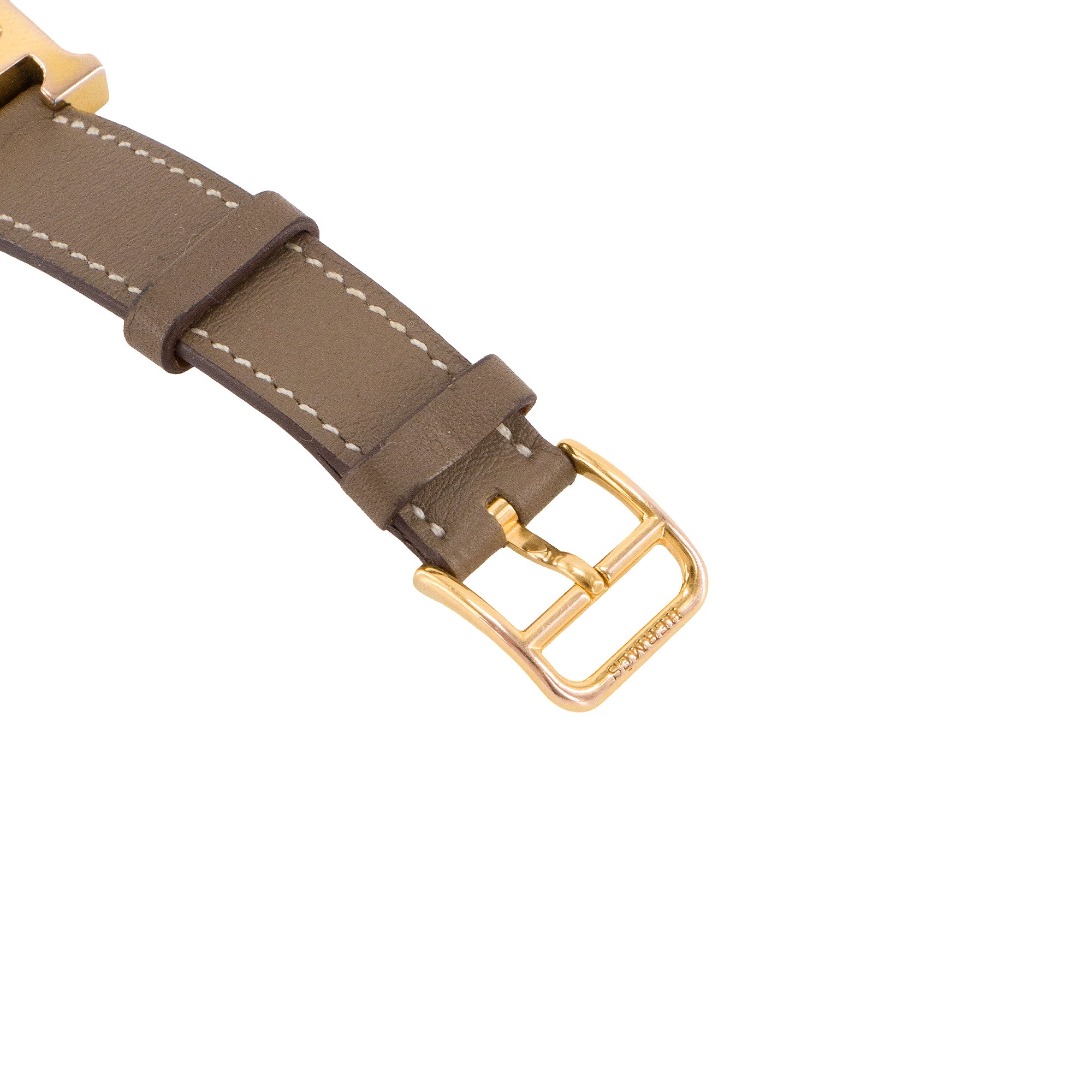 HERMÈS - Montre Heure H Mini 21mm Hermès en cuir lisse étoupe