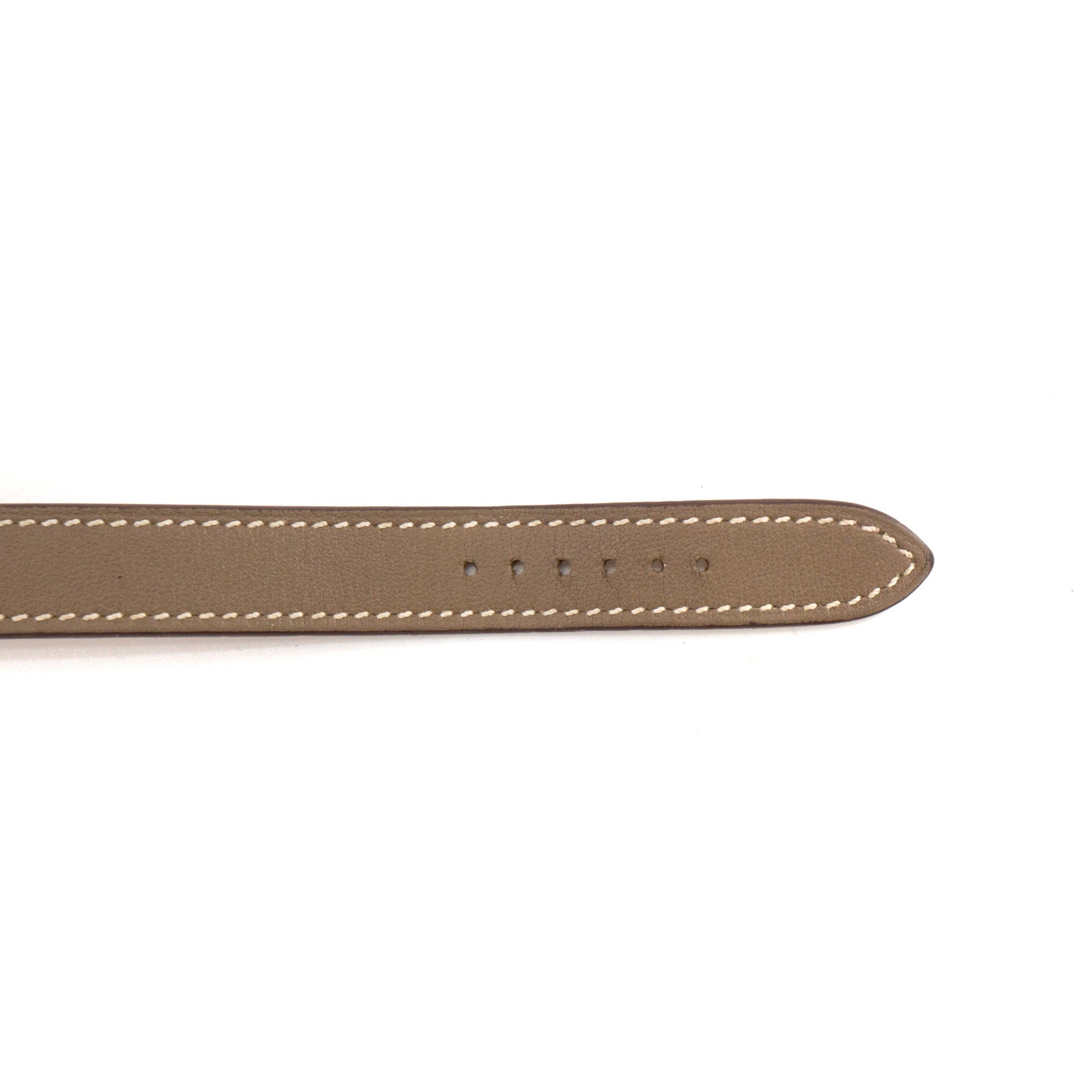 HERMÈS - Montre Heure H Mini 21mm Hermès en cuir lisse étoupe